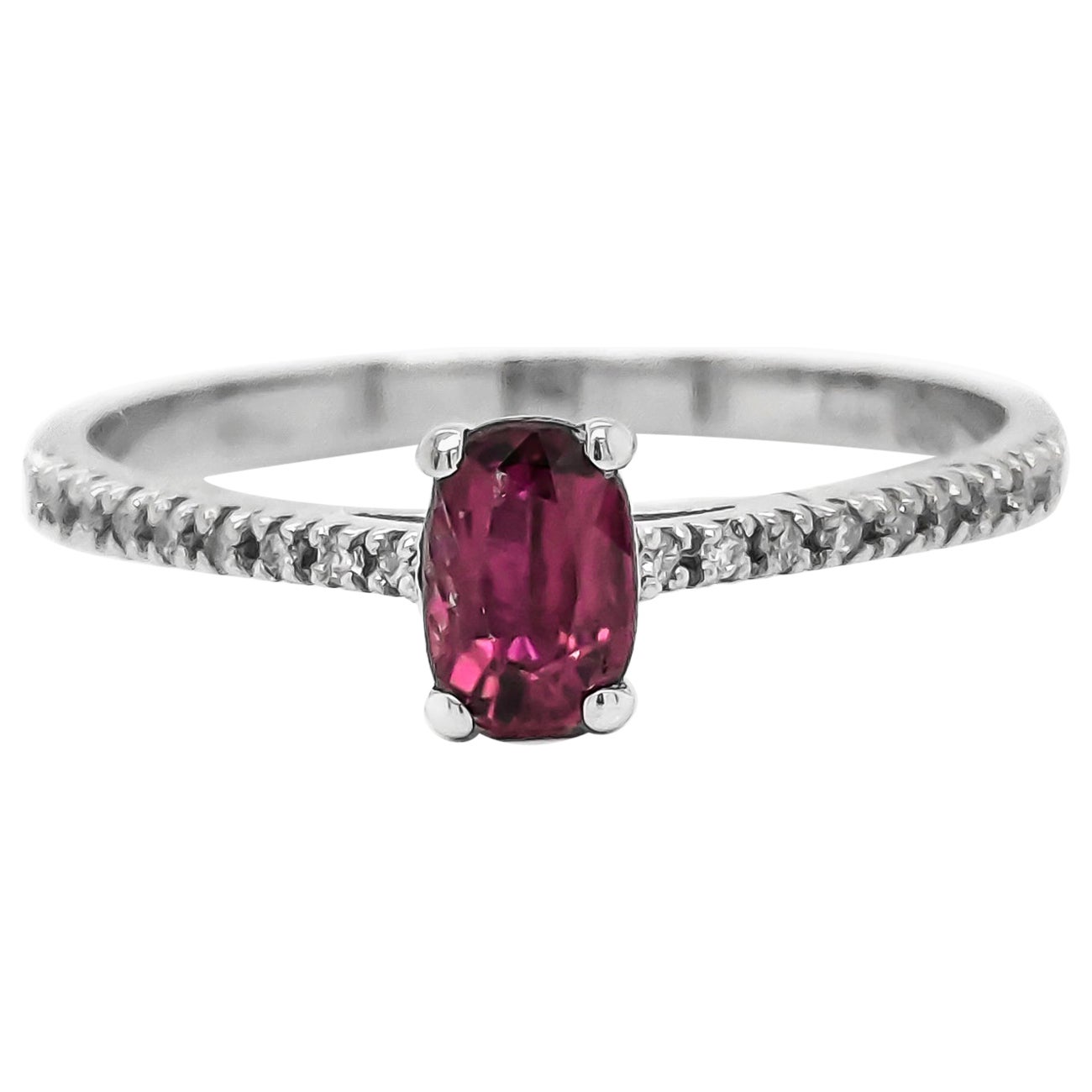 1$ OHNE RESERVIERUNG - 0,43ct Rubin und 0,10ct Pink Diamond 14k Weißgold