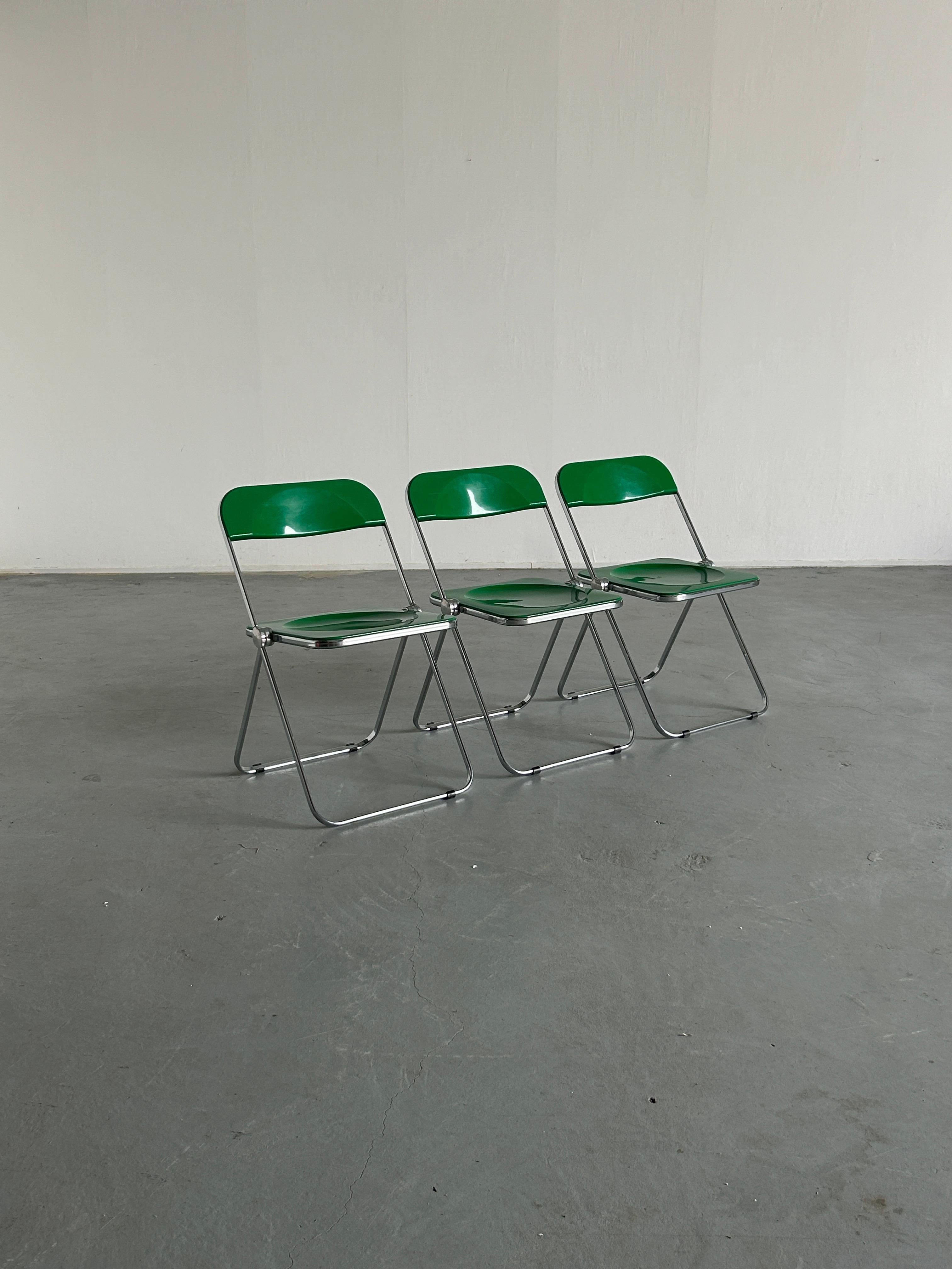 1 Od 3 Vintage-Stuhl „Plia“ von Giancarlo Piretti für Anonima Castelli, 60er Jahre, Italien (Mitte des 20. Jahrhunderts) im Angebot