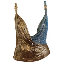 1 of 1 Atelier Versace S/S 2005 Gold Oroton and Blue Swarovski Chainmail Top