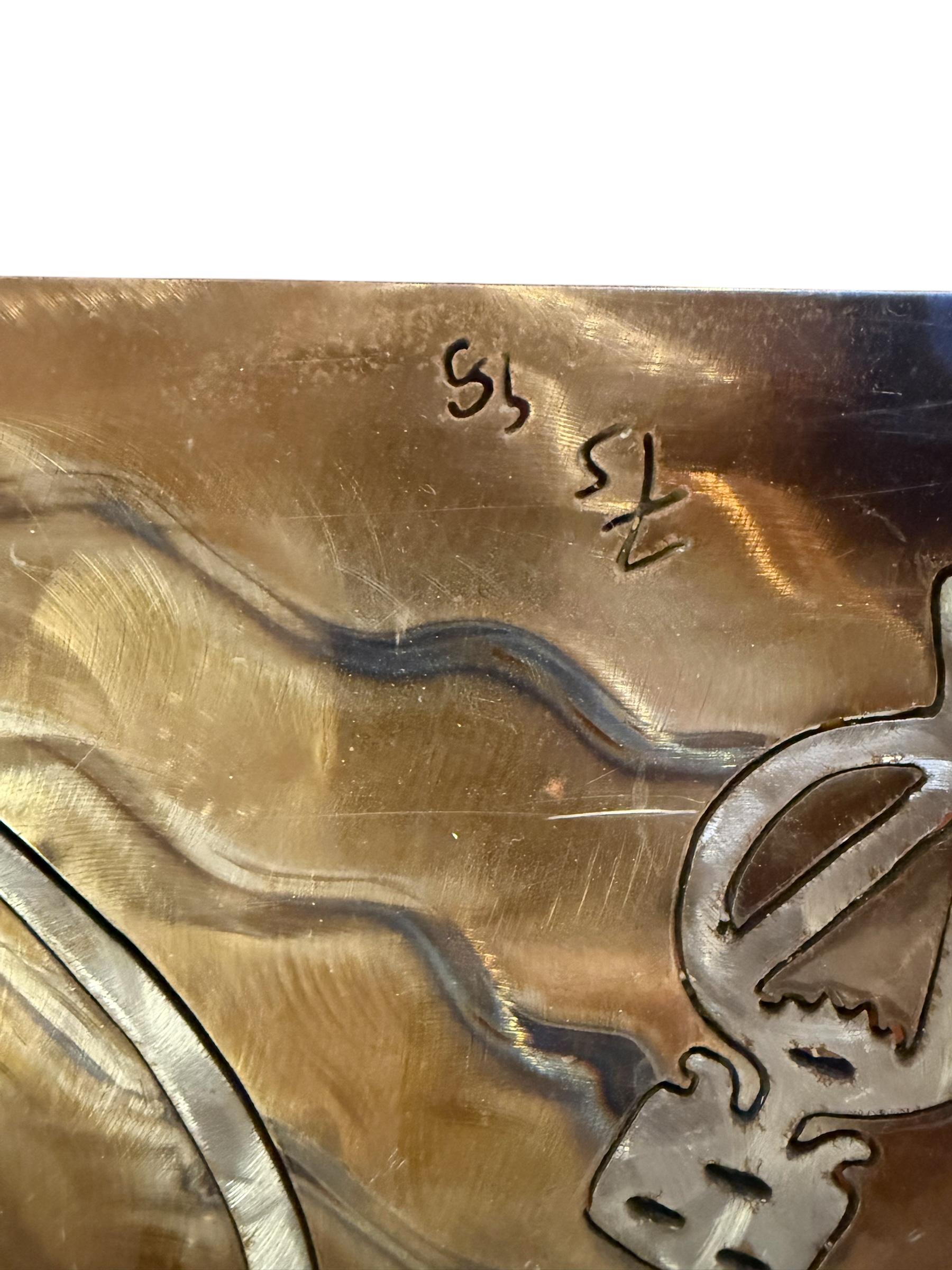 1 of 1 Custom Made Frank Seckler Signed Metal Console For Sale 3
