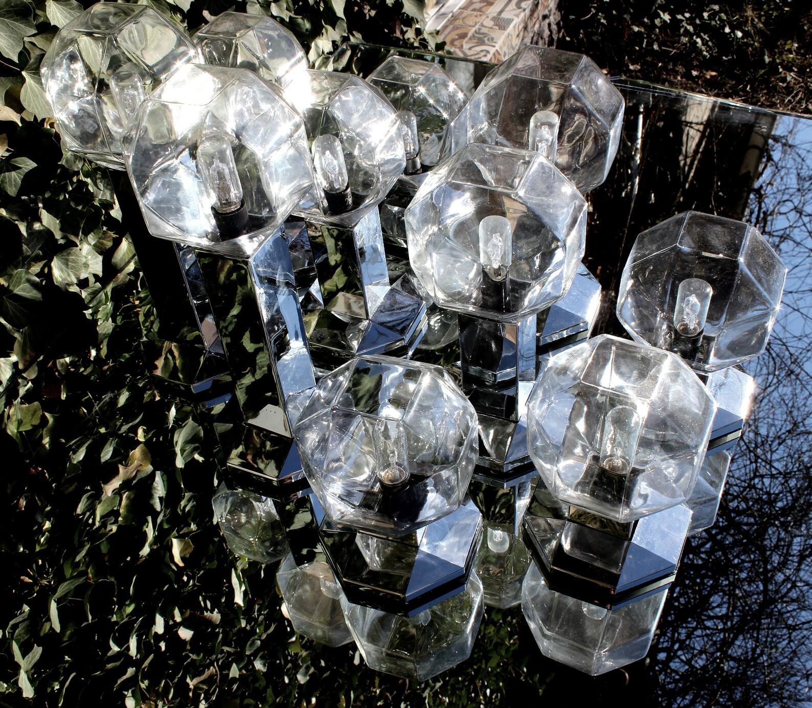 Metal 1 of 10 Cluster Motoko Ishii with 5 Sconces for Staff, Germany, 1974 For Sale