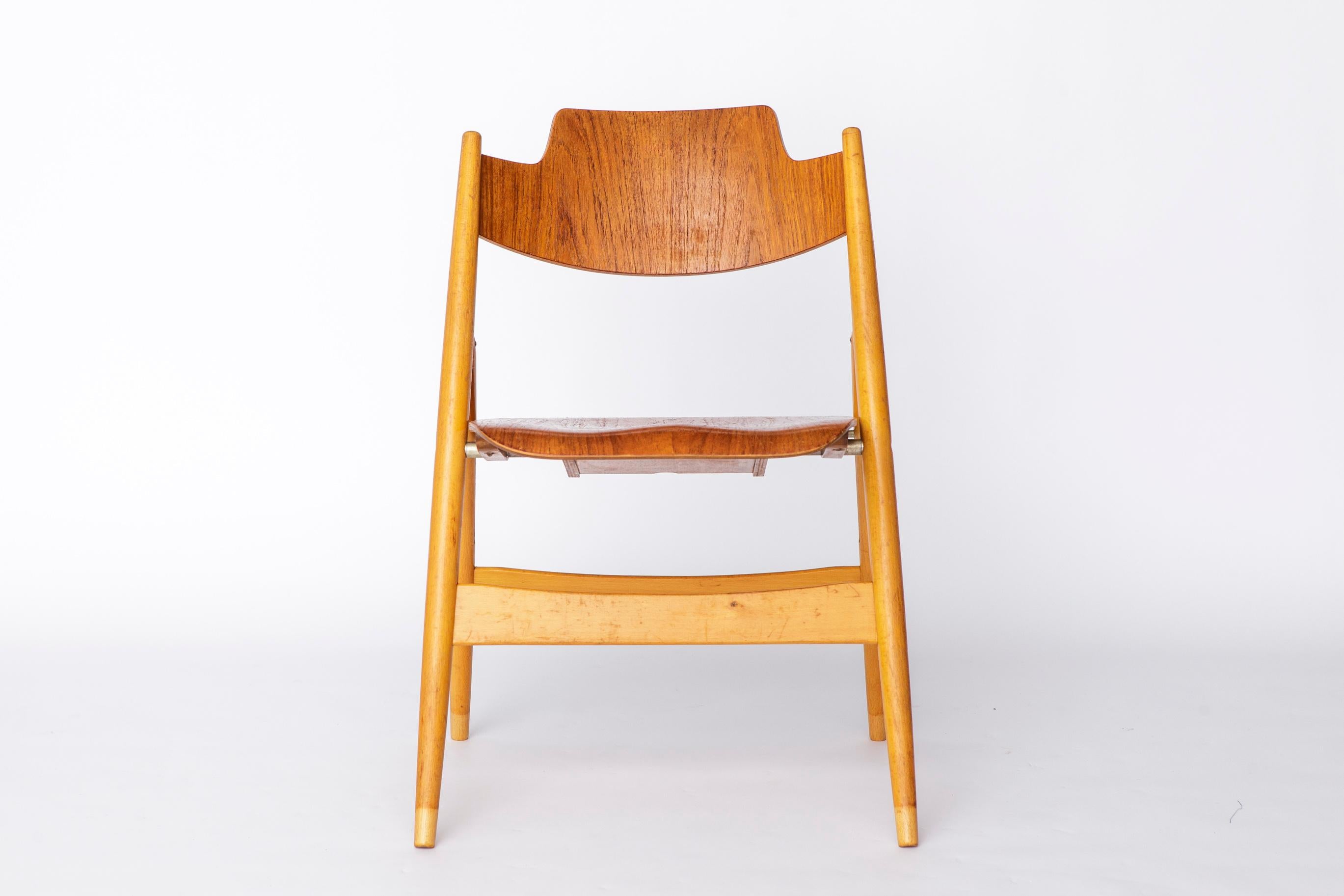 Milieu du XXe siècle 1 de 10 Egon Eiermann SE18 Foldes Chair, 1950s Wilde + Spieth, Vintage en vente