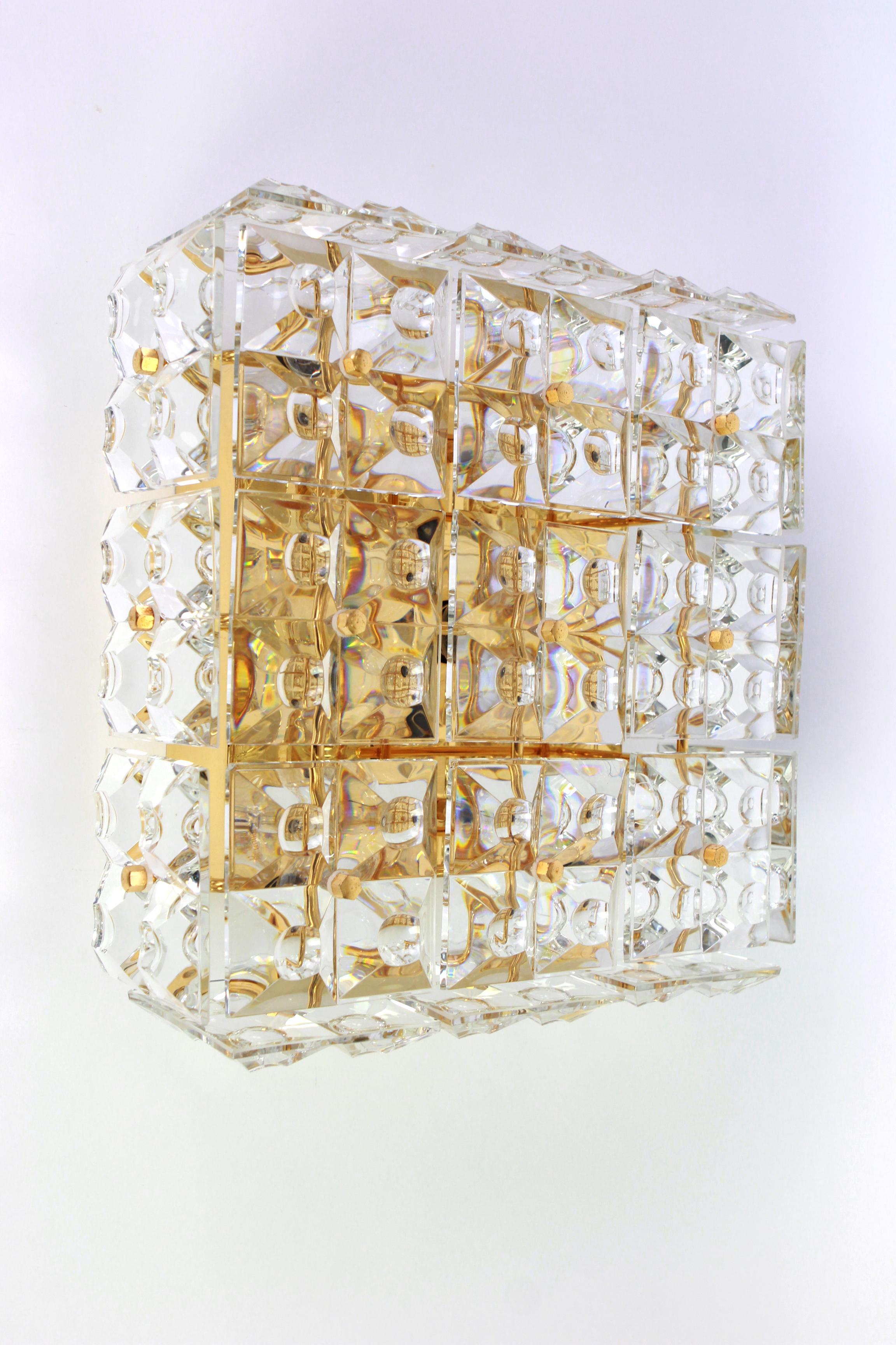 1 of 10 Large Flush Mount Faceted Crystal Light Fixture by Kinkeldey, Germany For Sale 3
