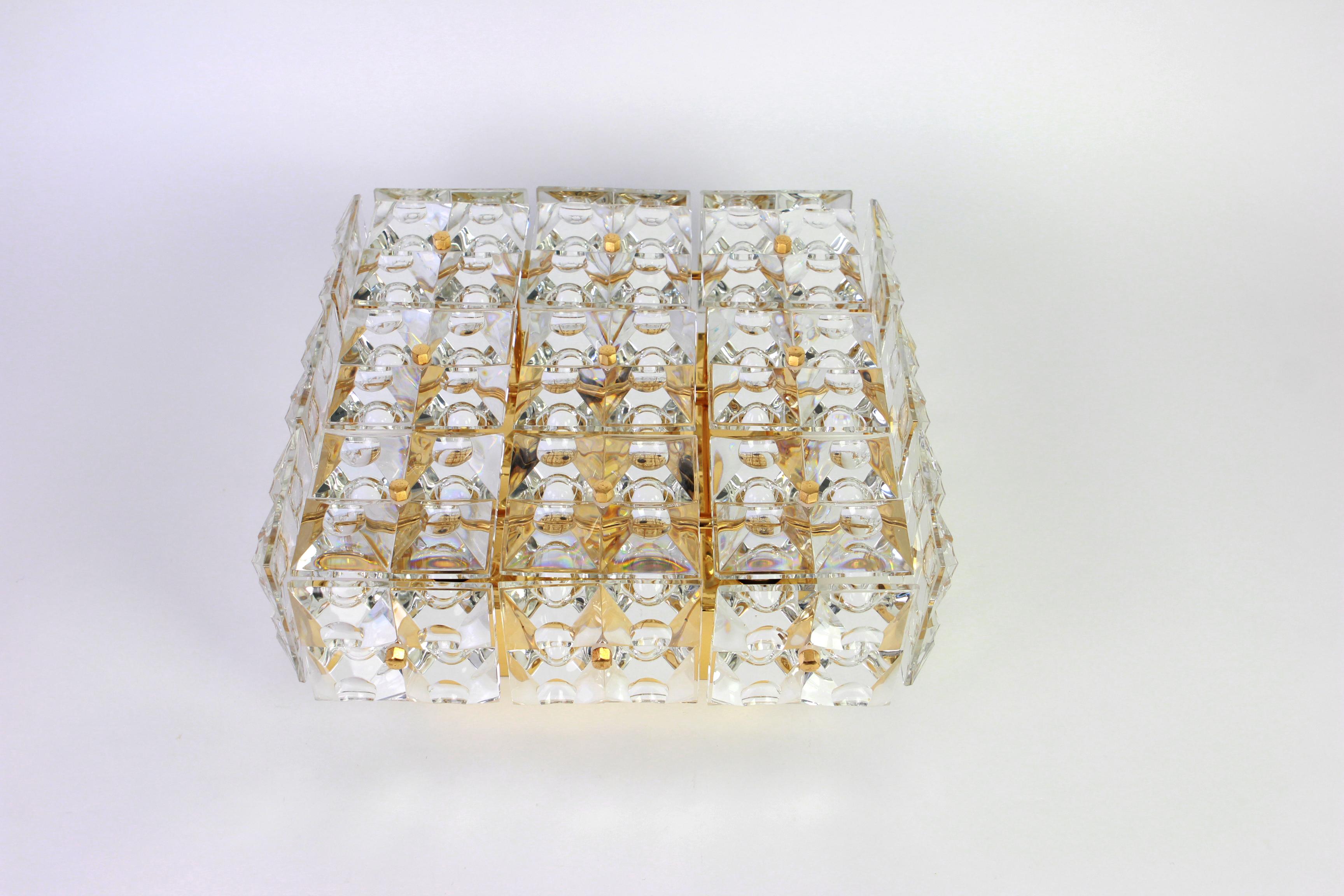 1 of 10 Large Flush Mount Faceted Crystal Light Fixture by Kinkeldey, Germany For Sale 4