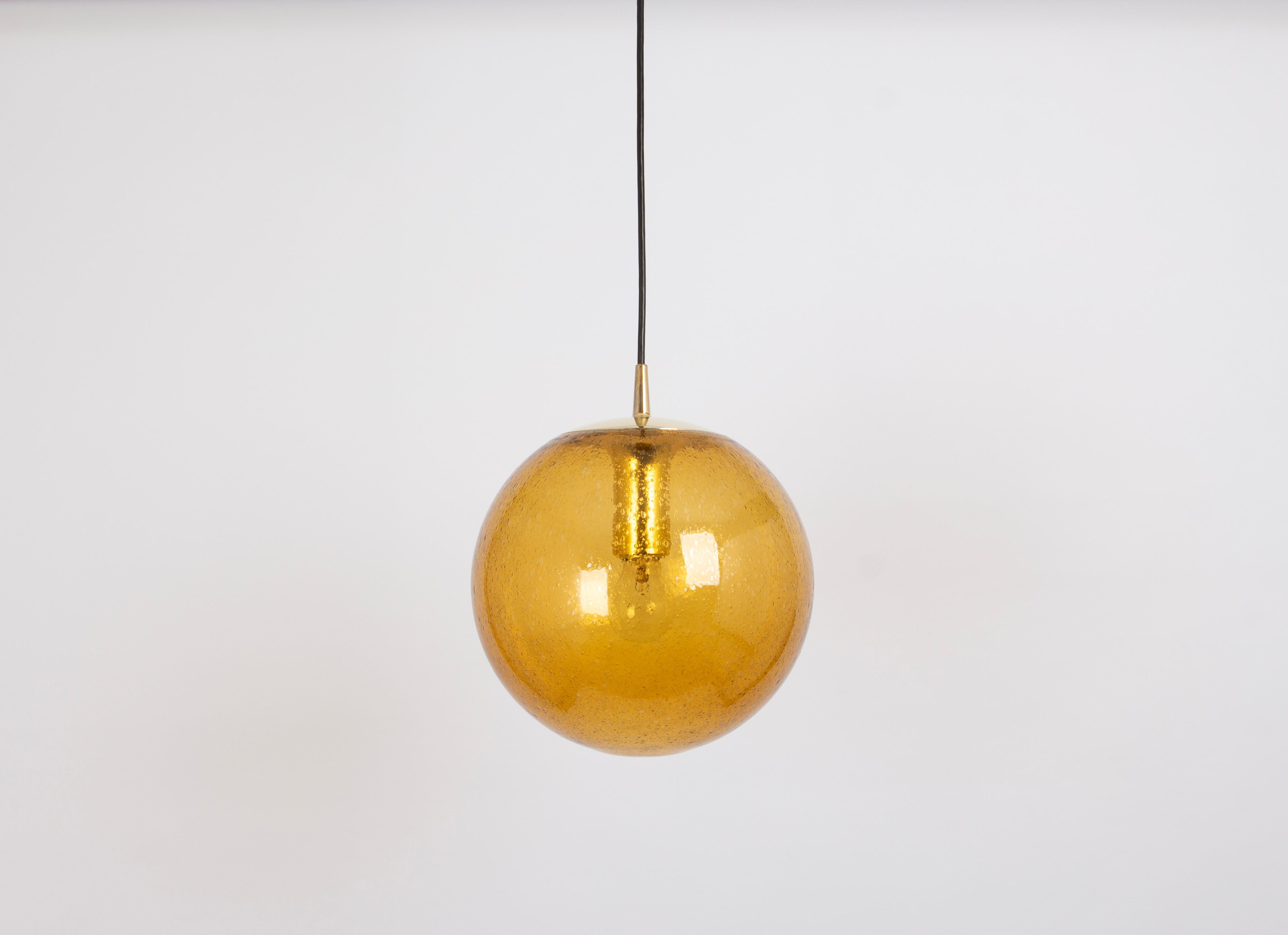 Mid-Century Modern 1 of 10 Large Glass Pendant Light by Peill & Putzler, Germany, 1970s For Sale