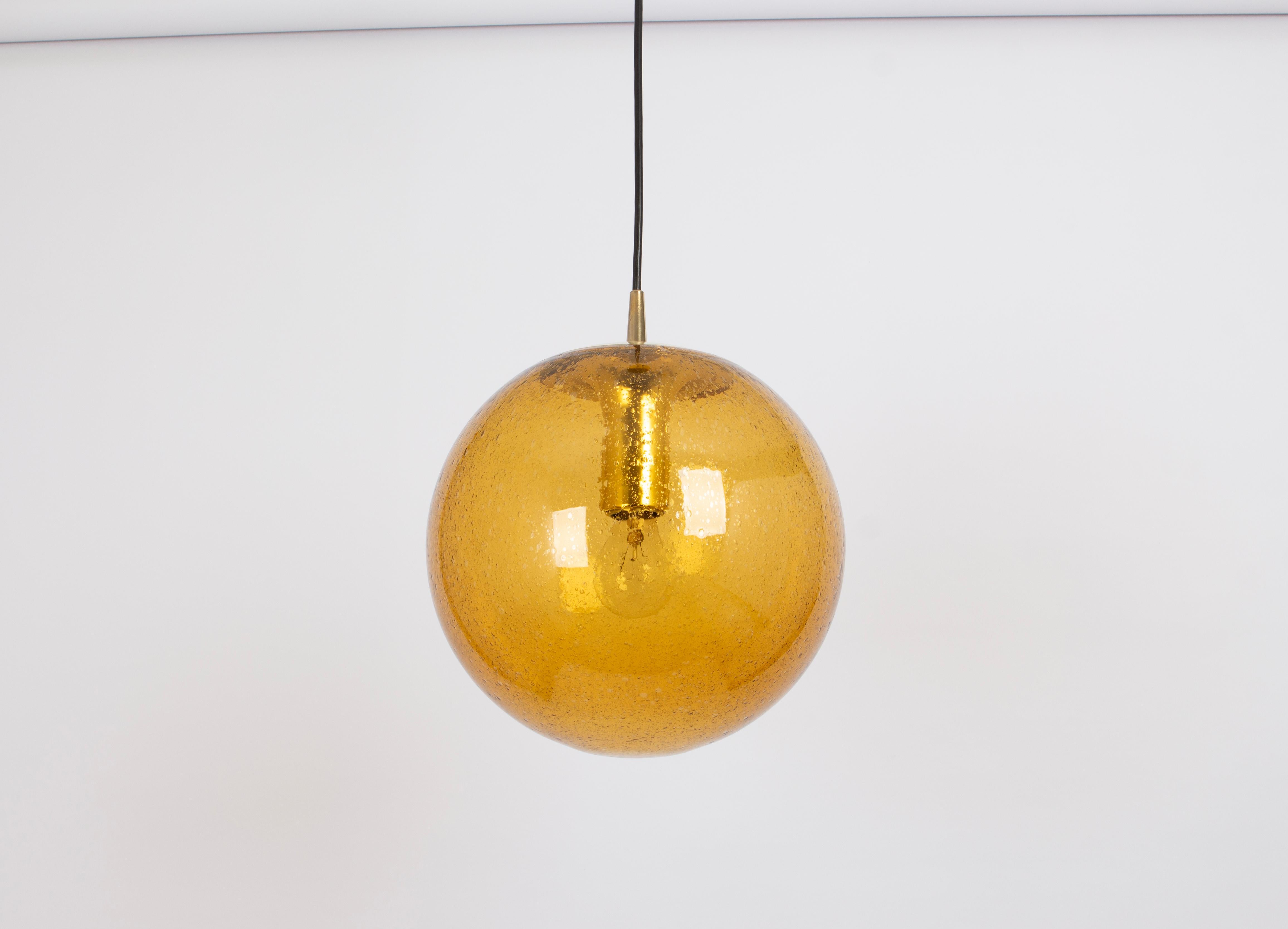 Late 20th Century 1 of 10 Large Glass Pendant Light by Peill & Putzler, Germany, 1970s For Sale