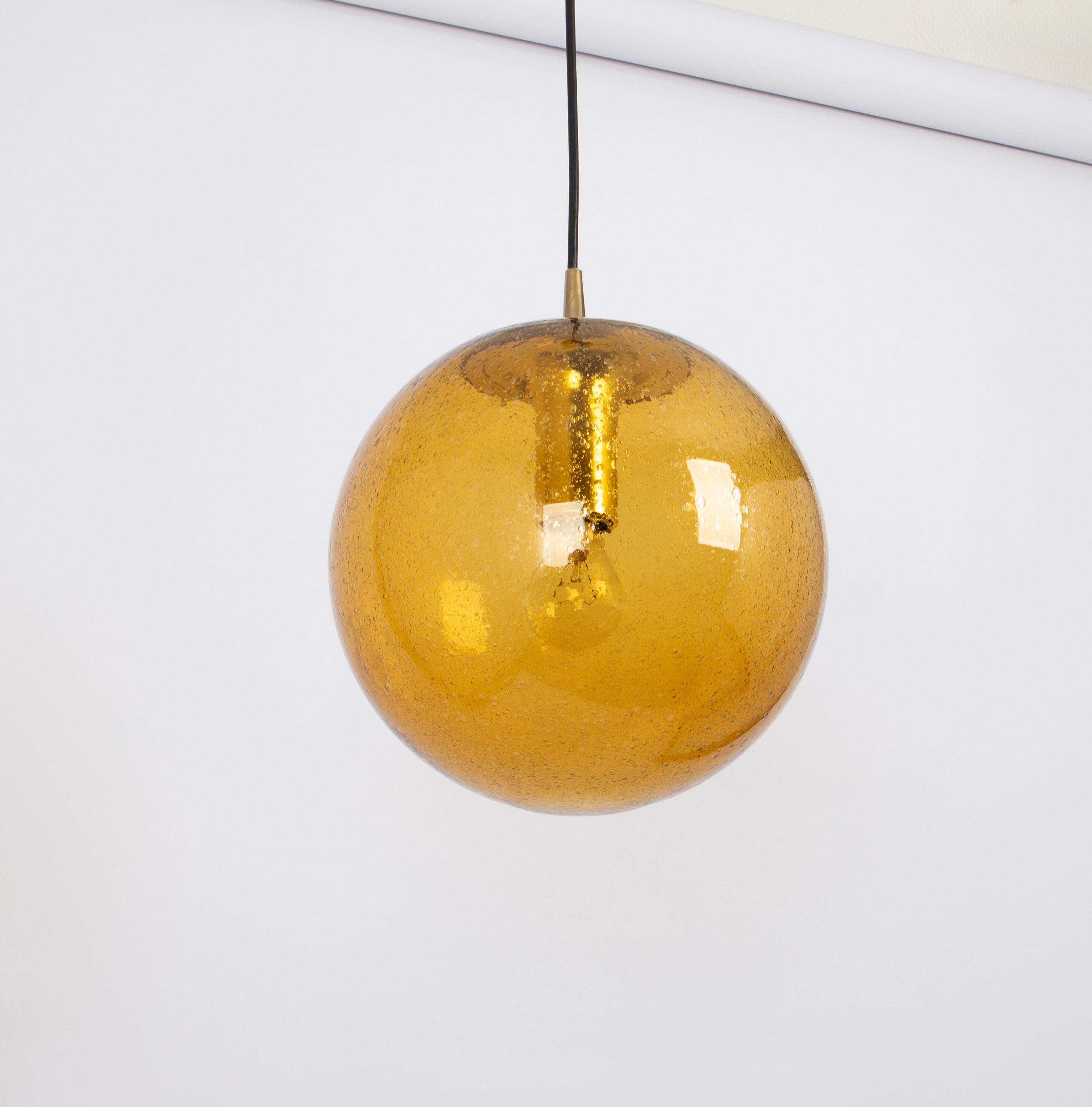 1 of 10 Large Glass Pendant Light by Peill & Putzler, Germany, 1970s For Sale 2