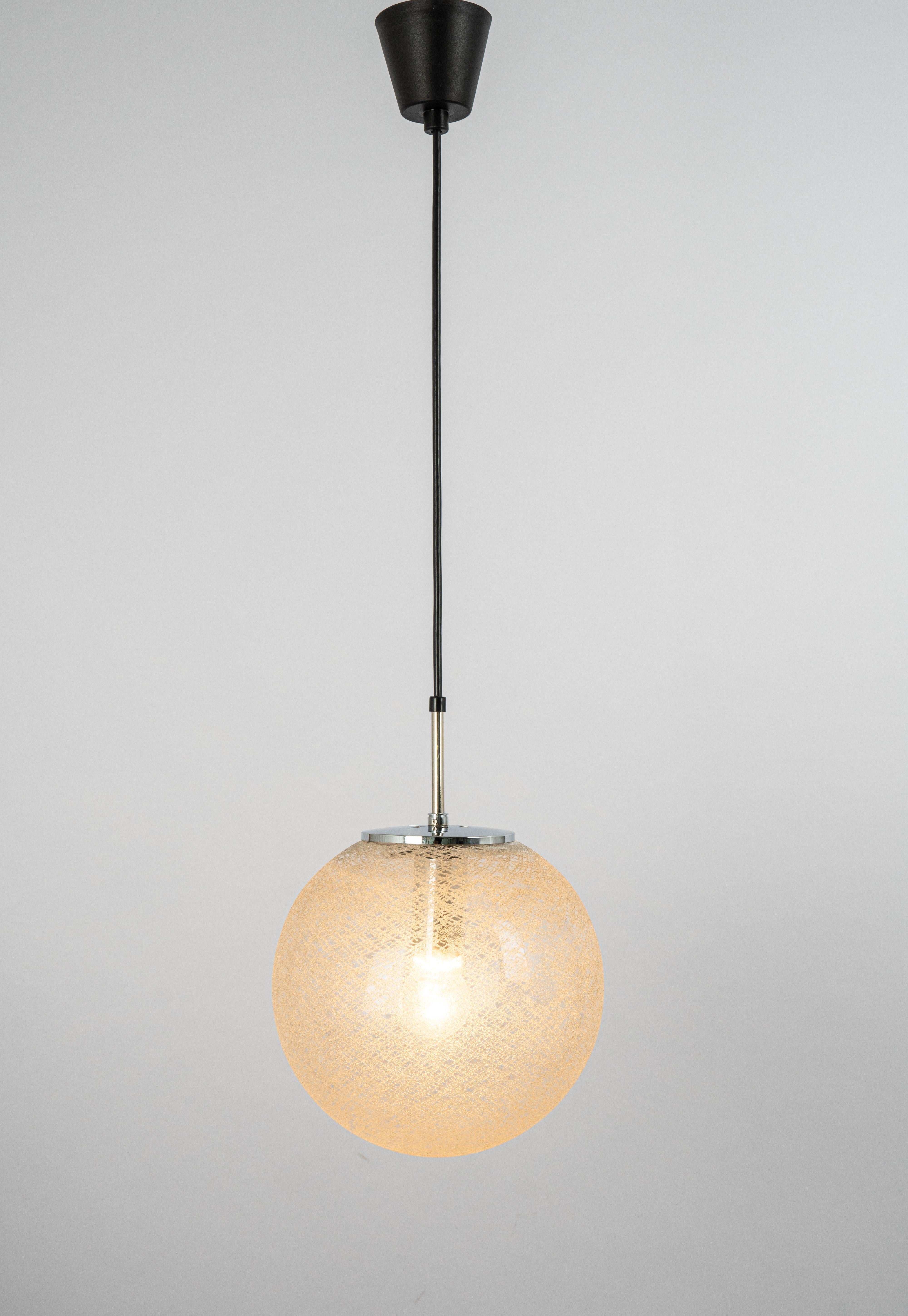 Late 20th Century 1 of 10 Limburg Chrome with Glass Ball Pendant, Germany, 1970s For Sale