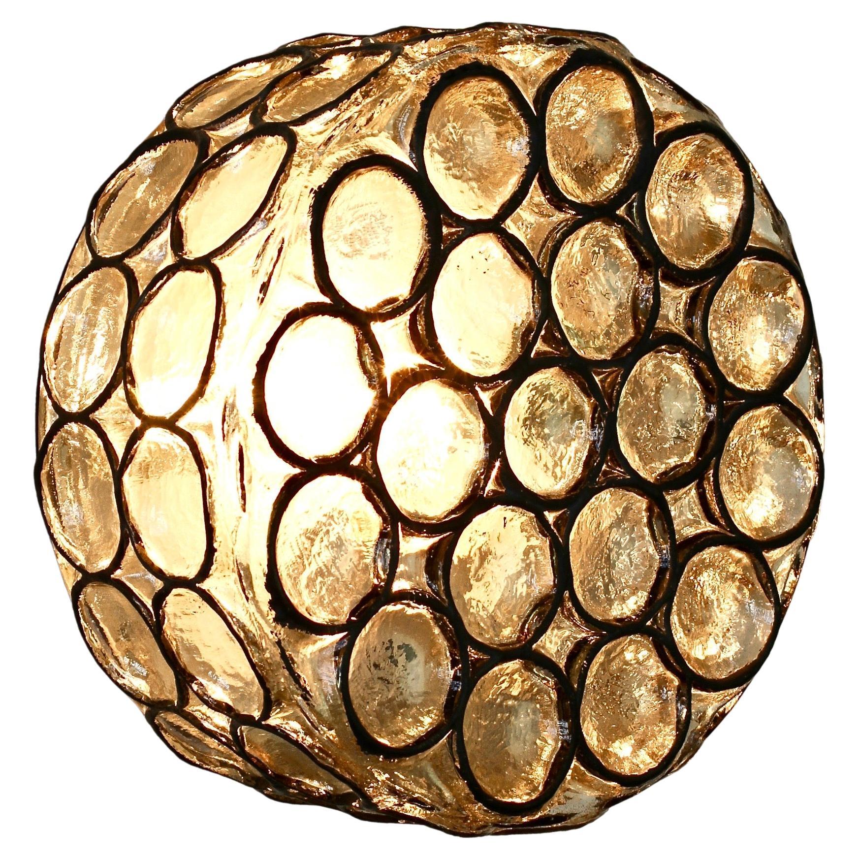 1 de 10 Applique à encastrer en verre et anneaux circulaires en fer de Limburg, 1960 en vente 3