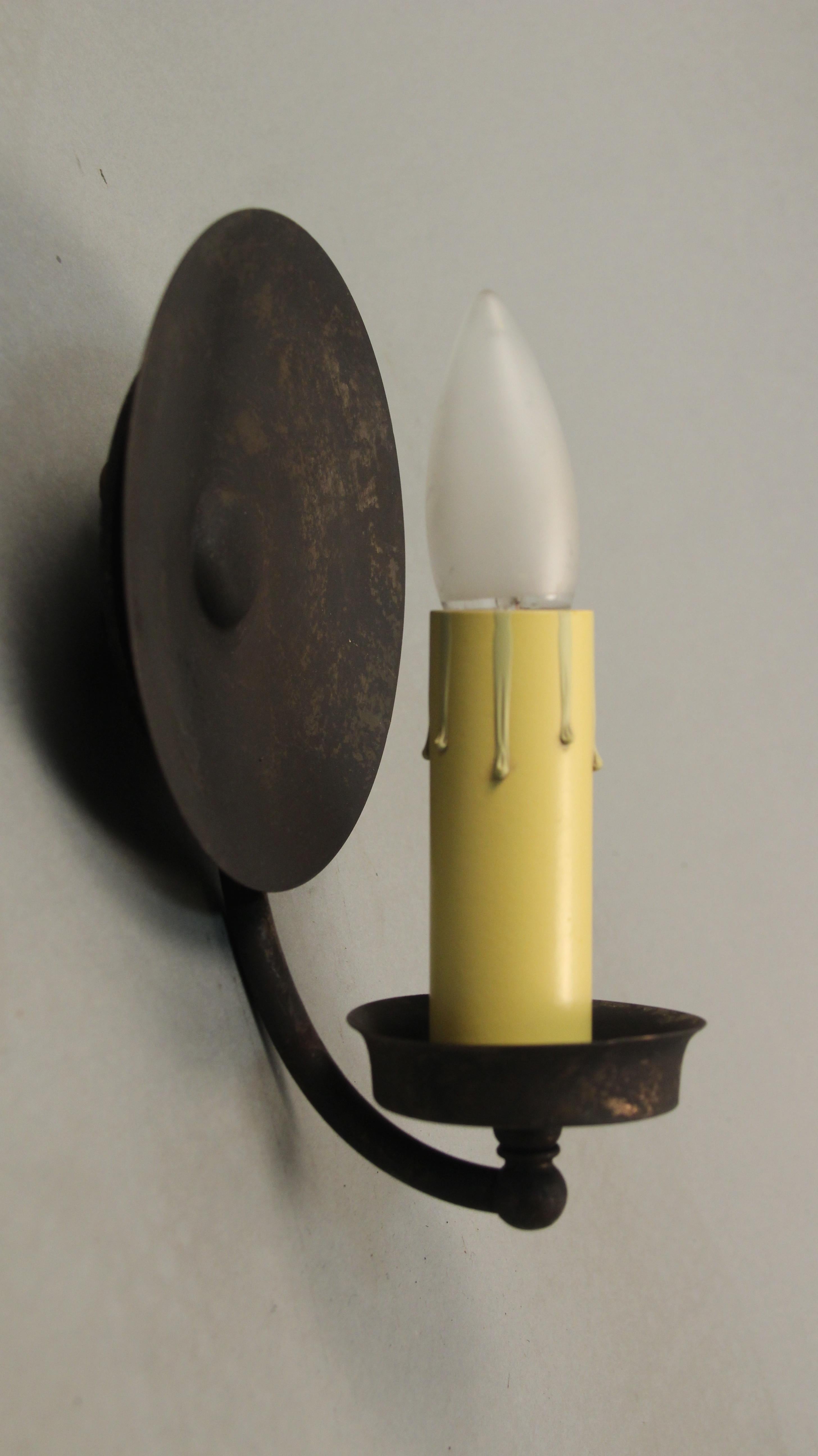 Very nice and simple single sconce, circa 1920s. Would fit nicely with Adobe architecture, Monterey Architecture and Spanish Revival Architecture.