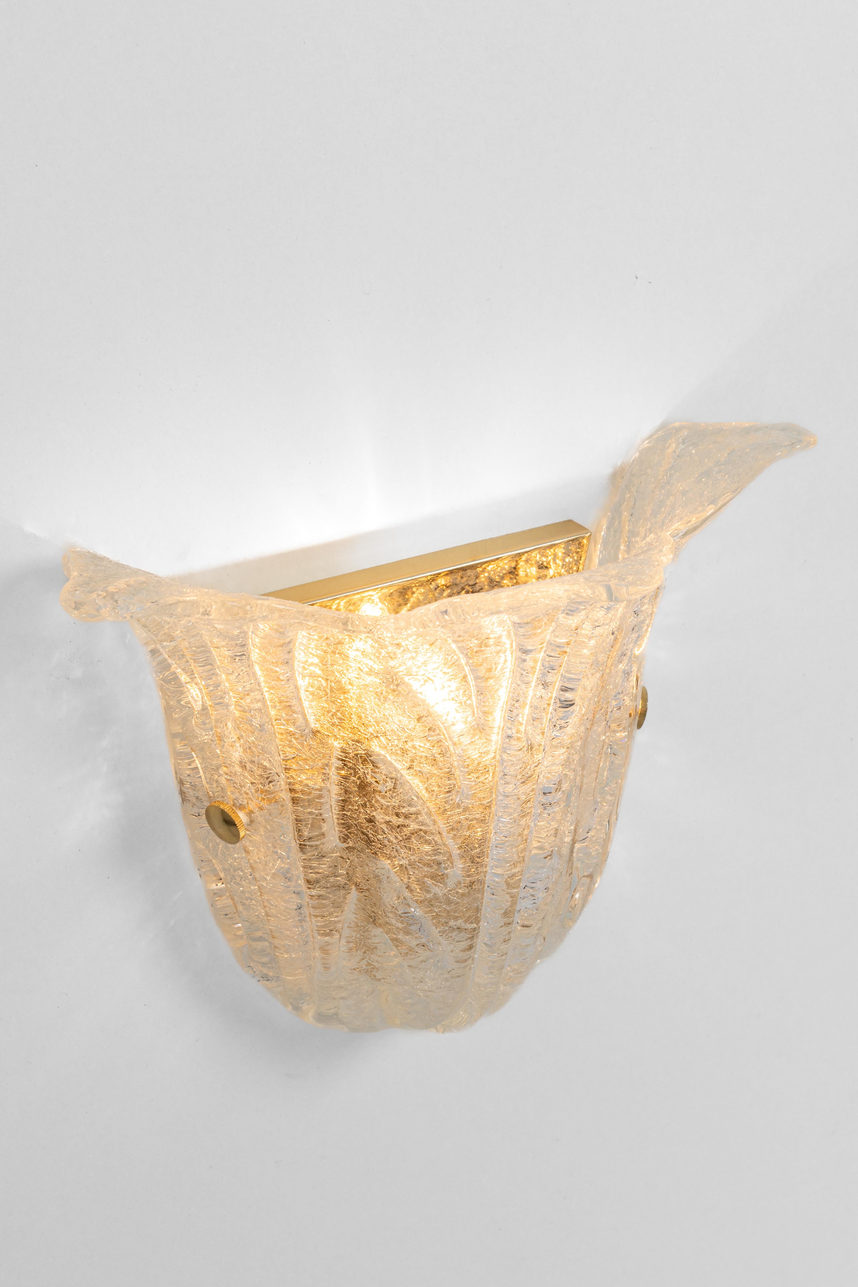 1 of 10 Pairs of Large Murano Glass Wall Sconce Venini Style, Italy, 1970s In Good Condition For Sale In Aachen, NRW