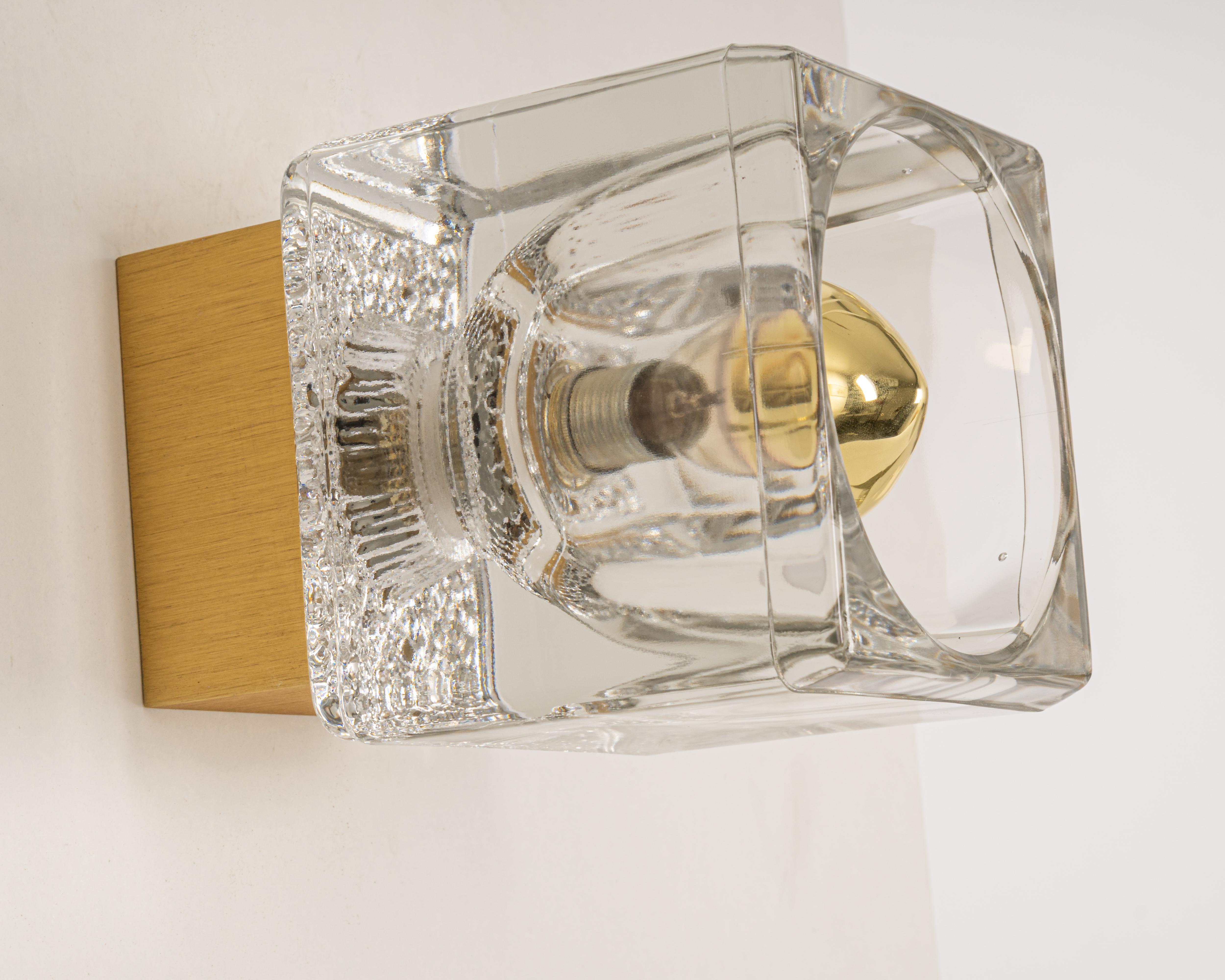 Mid-Century Modern 1 of 10 Petite Crystal Glass Brass Wall Sconces by Peill & Putzler, Germany For Sale