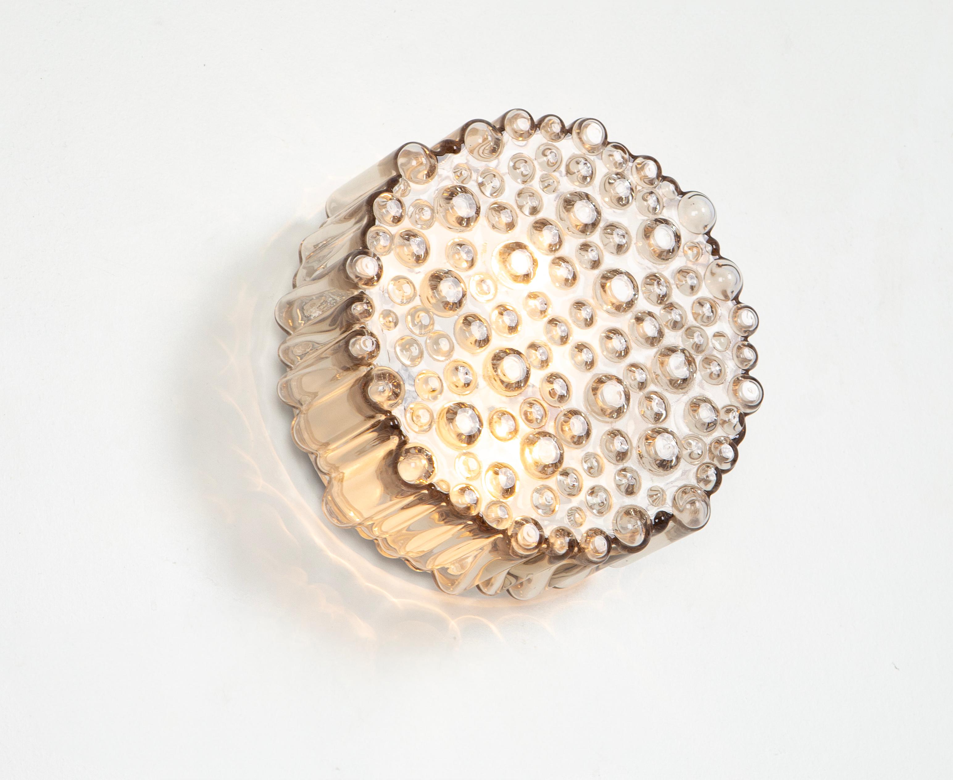 Smoked Glass 1 of 10 small Amber Bubble Glass Sconce, Staff, Germany For Sale