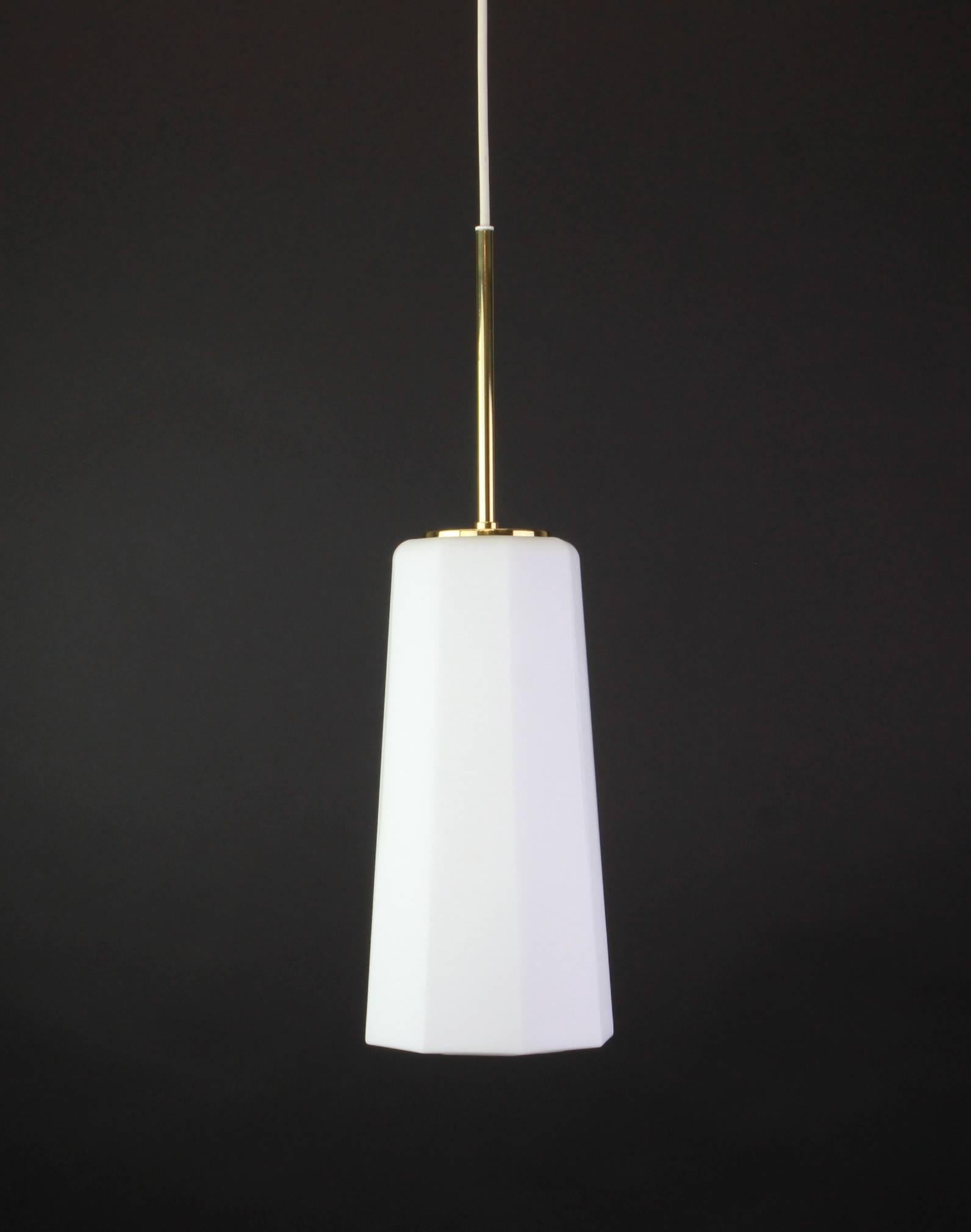 1 of 2 Stunning Opal Glass Pendants by Limburg, Germany, 1970s In Good Condition For Sale In Aachen, NRW