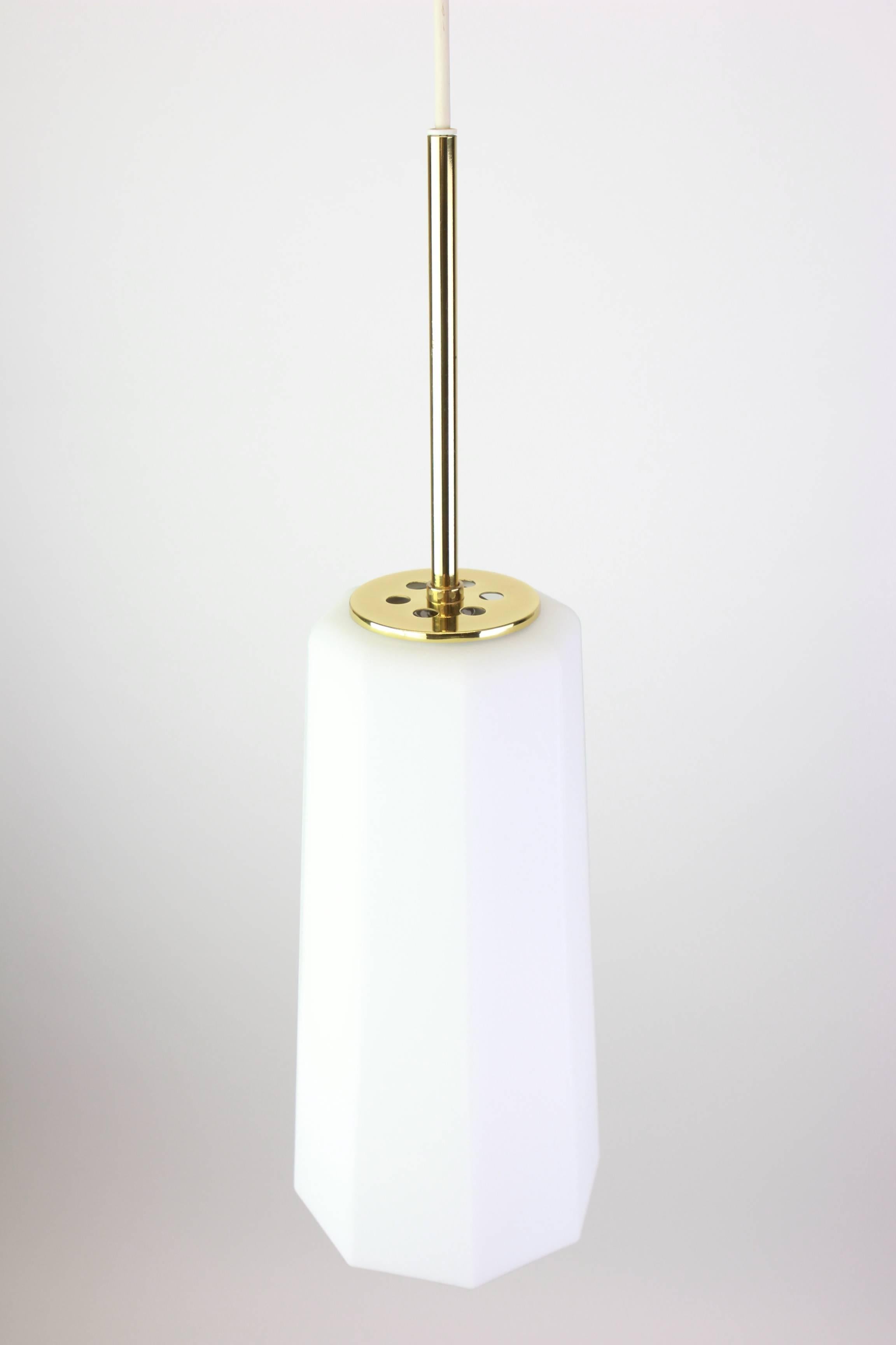Brass 1 of 10 Stunning Opal Glass Pendants by Limburg, Germany, 1970s For Sale