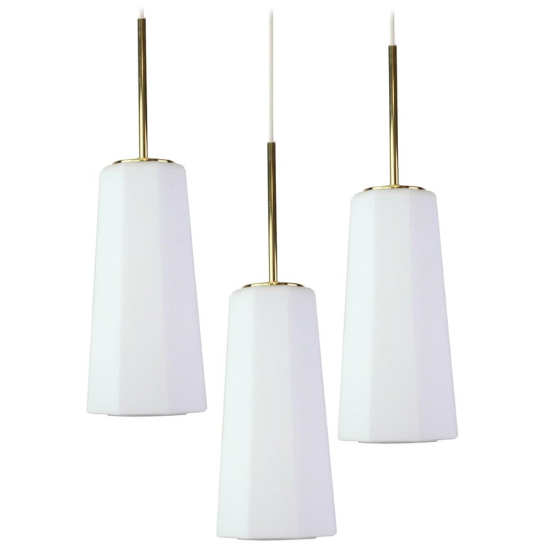 of Stunning Opal Glass Pendants by Limburg, Germany, 1970s For