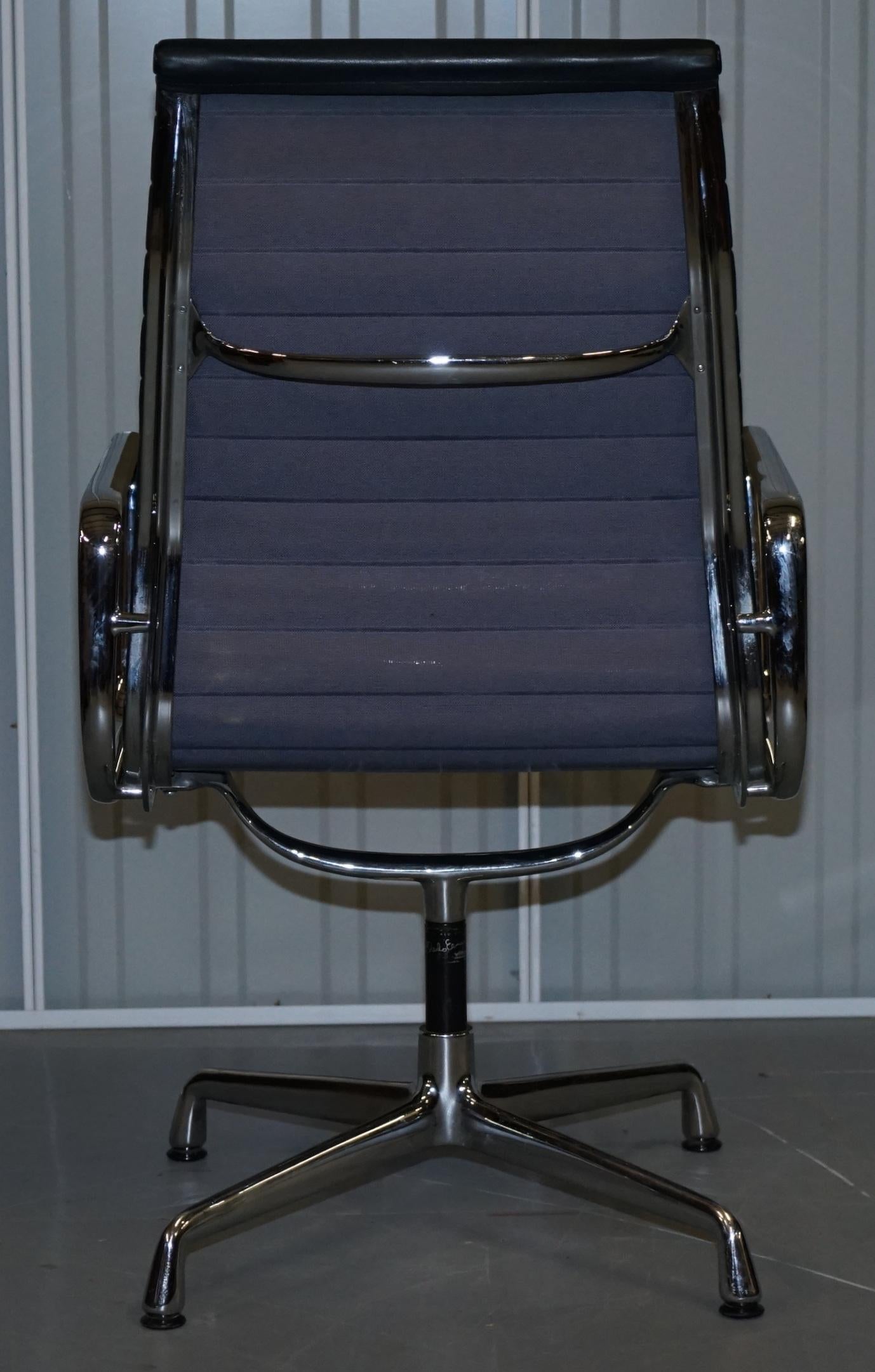 1 of 10 Vitra Eames Herman Miller Black Leather Swivel Office Chairs For Sale 7