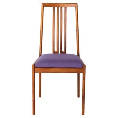 1 of 11 Vintage Chairs by Lübke – 1960s-70s Beech Wood & Violet Textile