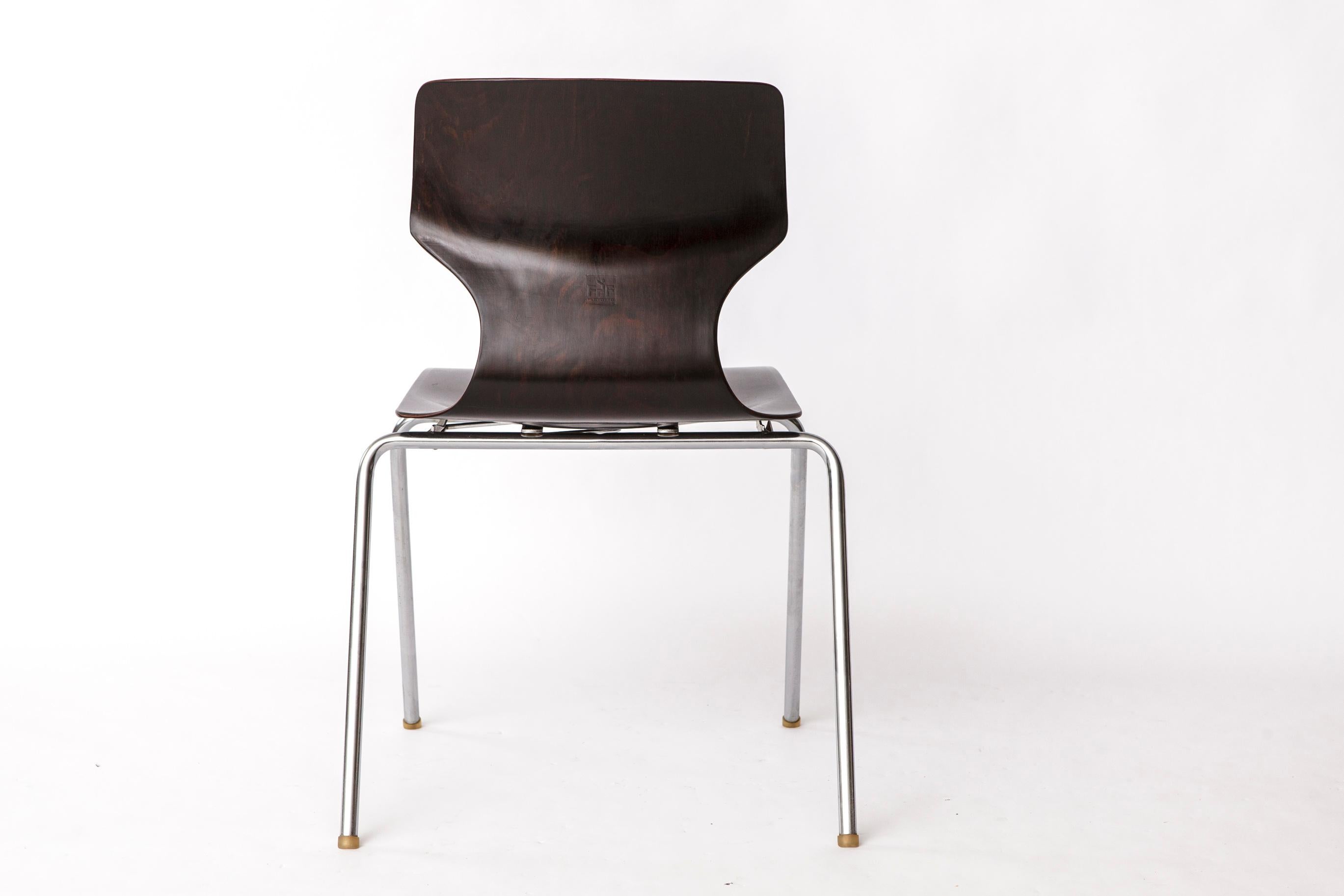 1 of 12 Flötotto Pagwood Chair – German Design Classic, 1970s, Chrome & Plywood For Sale 1