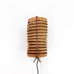 1 of 12 French Riviera handmade rattan sconces by Coderch, Spain, 1960s