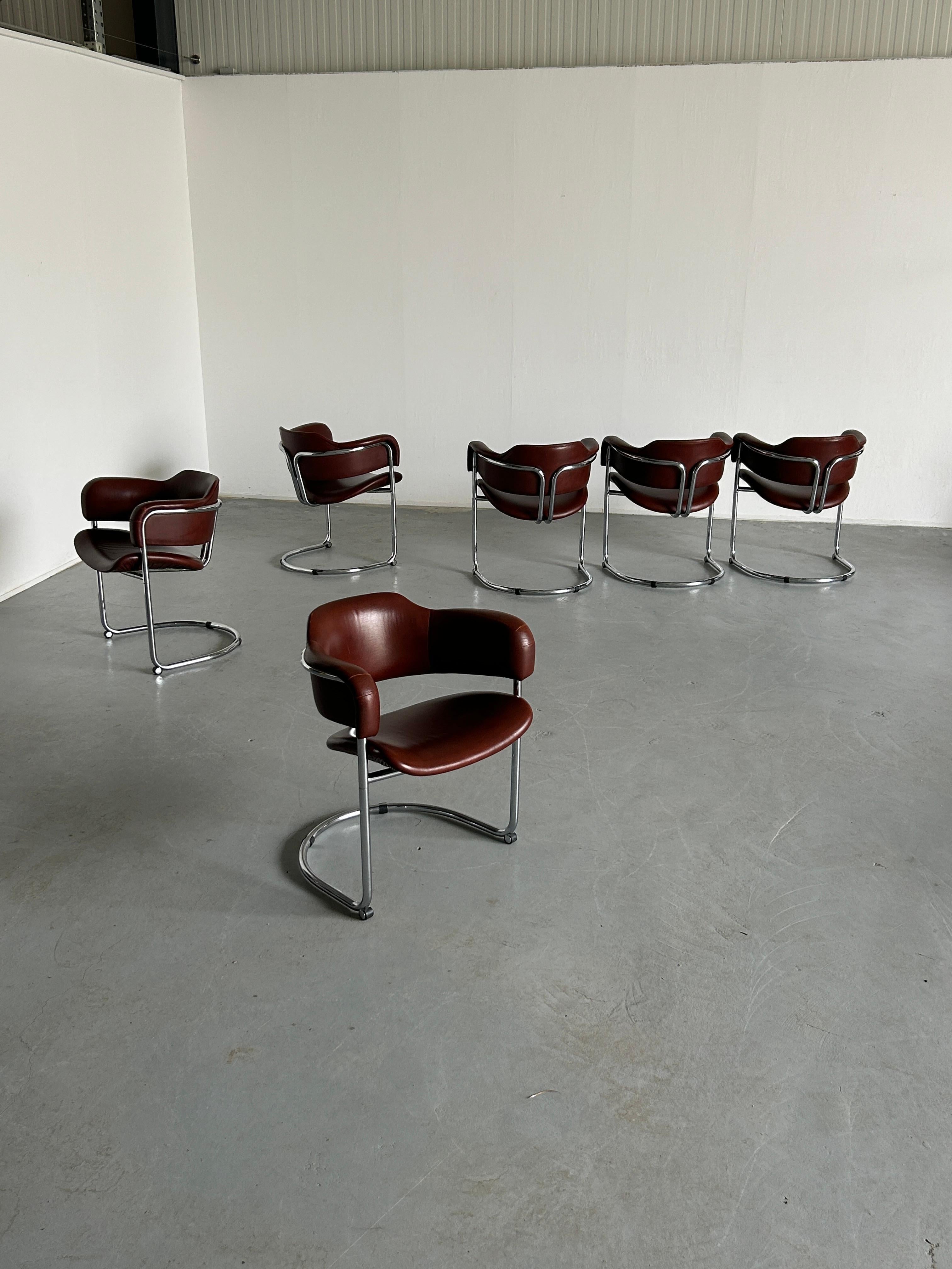 Late 20th Century 1 of 12 Italian Executive Cantilever Armchairs in Style of Vittorio Introini