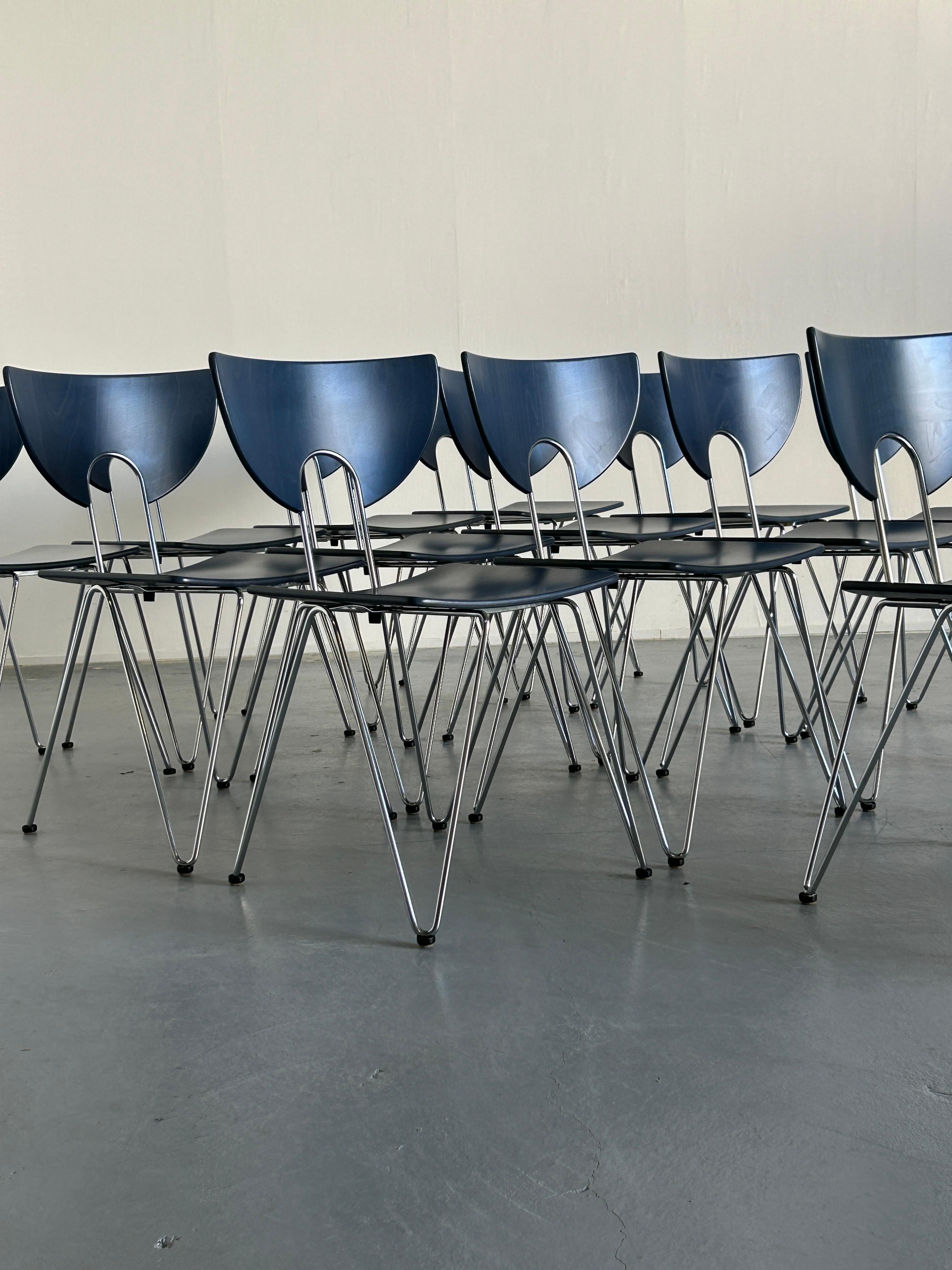 German 1 of 12 Memphis Style Vintage Postmodern 'Mikado' Dining Chairs By Kusch & Co. For Sale