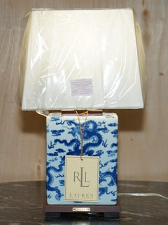 1 OF 12 NEW IN THE BOX RALPH LAUREN PORCELAIN COBALT CHiNESE DRAGON TABLE LAMPS