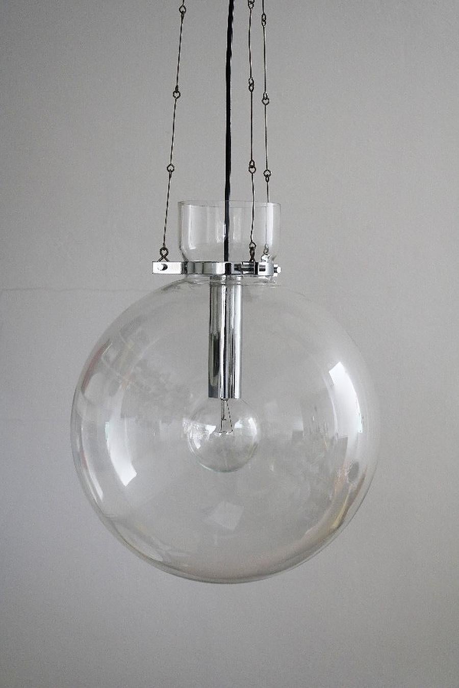 Blown Glass 1 of 12 Pendant Lamps by Limburg, Germany, 1970s For Sale