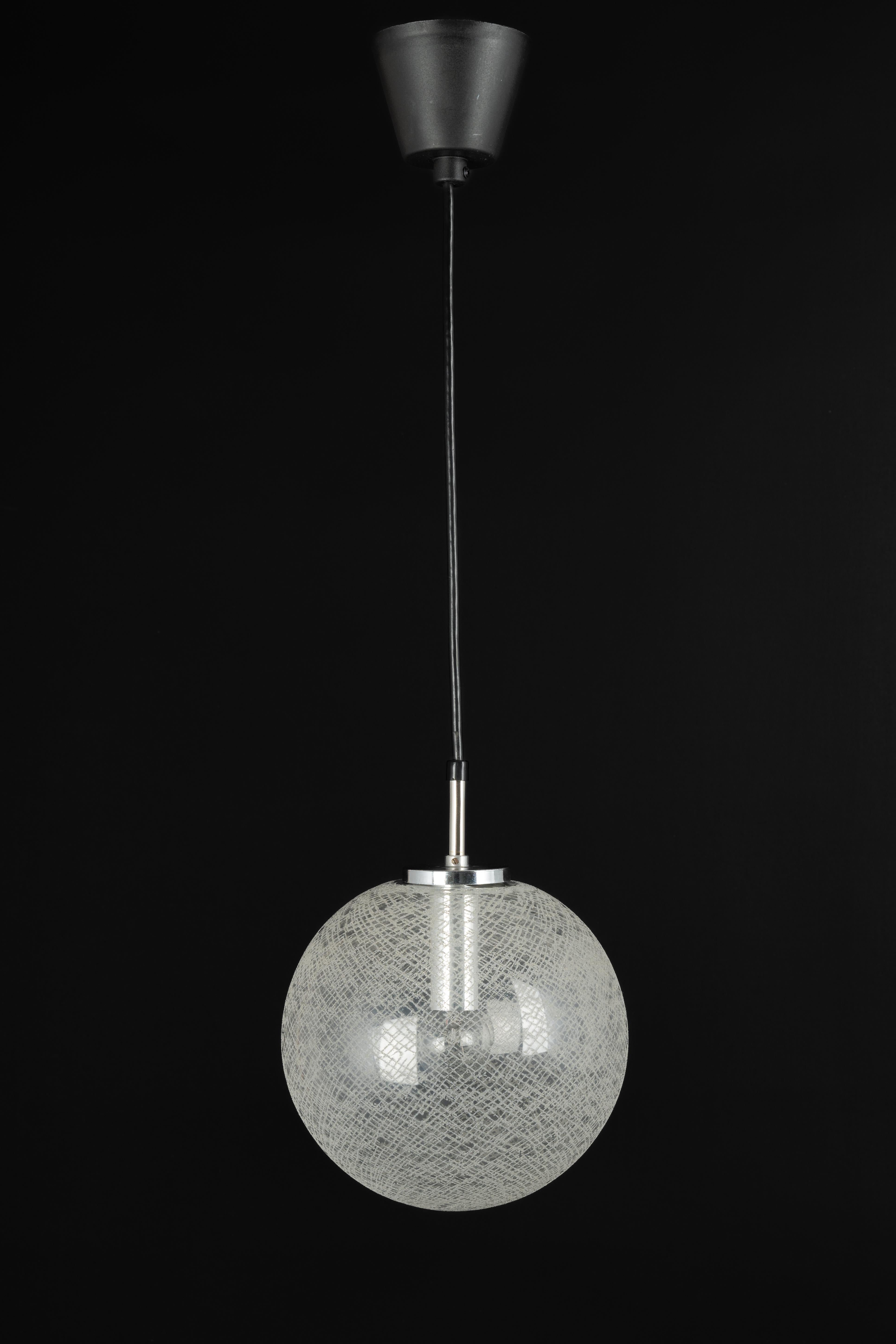 1 of 12 Petite Limburg Chrome with Glass Ball Pendant, Germany, 1970s For Sale 3