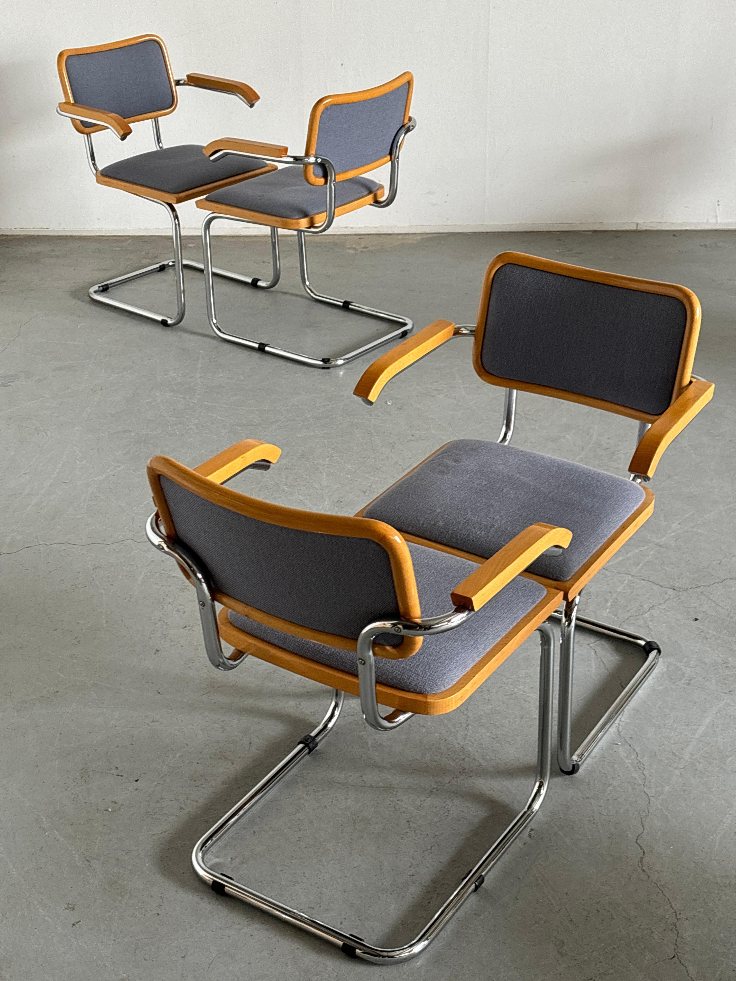 1 of 12 Vintage Mid-Century Modern Upholstered Cesca Armchairs by Bene Austria For Sale 2