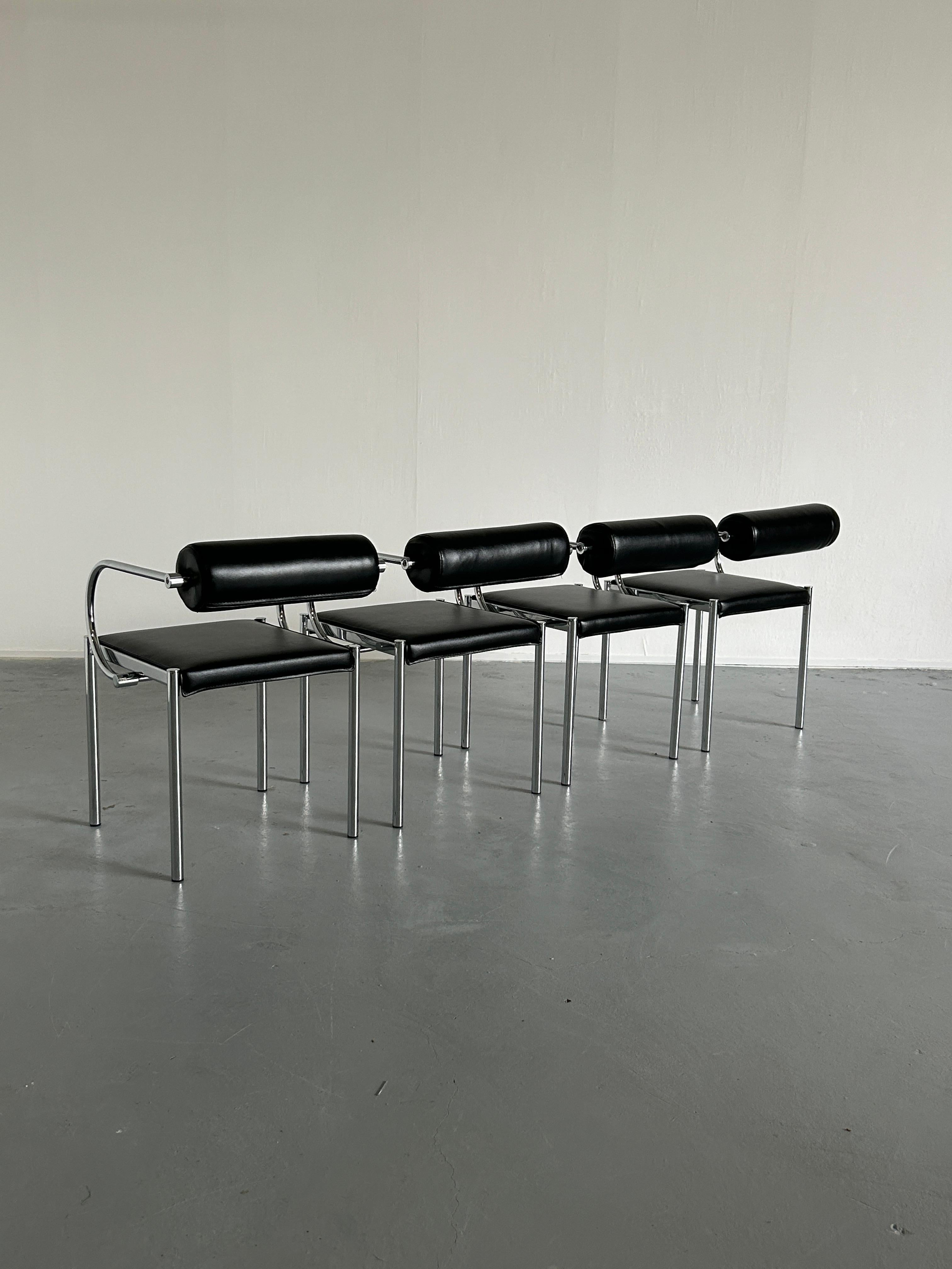 Chrome 1 of 12 Vintage Postmodern Tubular Chair in the Style of Arcadia by Paolo Piva