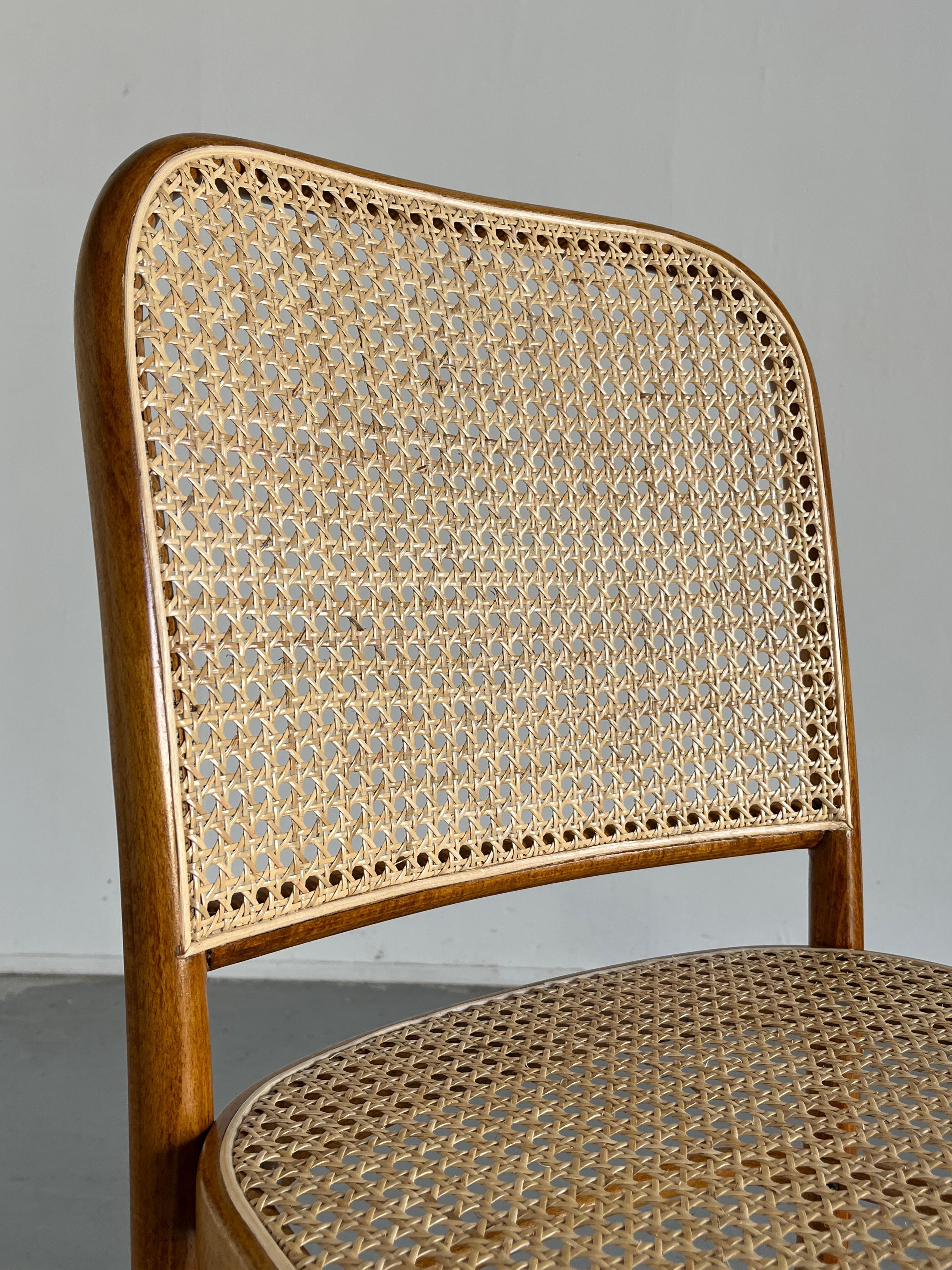 1 of 12 Vintage Thonet Bentwood Prague Chairs by Josef Hoffman, 1970s, Restored For Sale 4