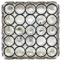 1 von 5 Limburg Große quadratische Eisen Ringe Glas Flush Mount Wandleuchten, 1960er Jahre