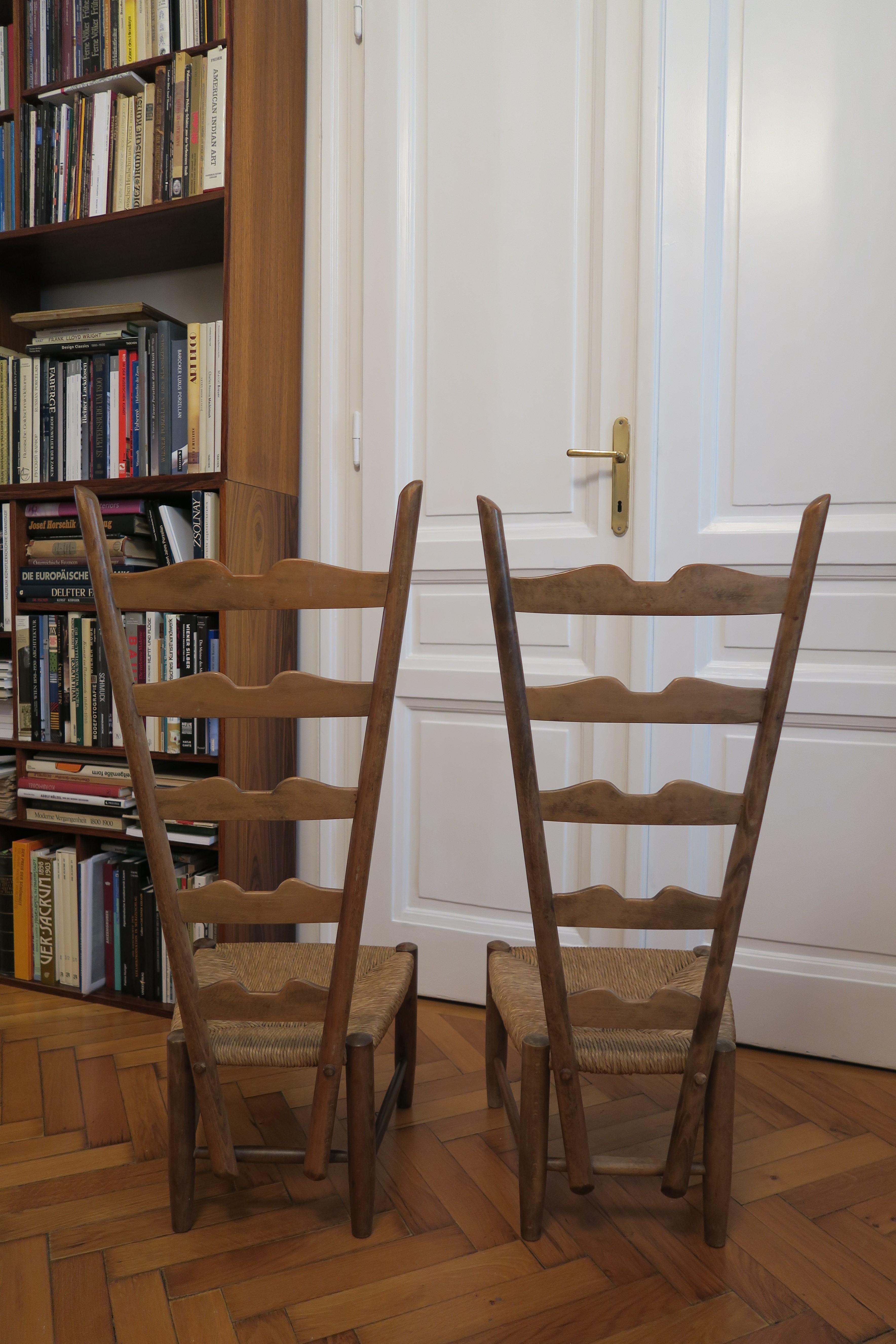 20th Century 1 of 15 Pair of Vintage Fireside Ladderback Chairs by Gio Ponti for Casa e Giard