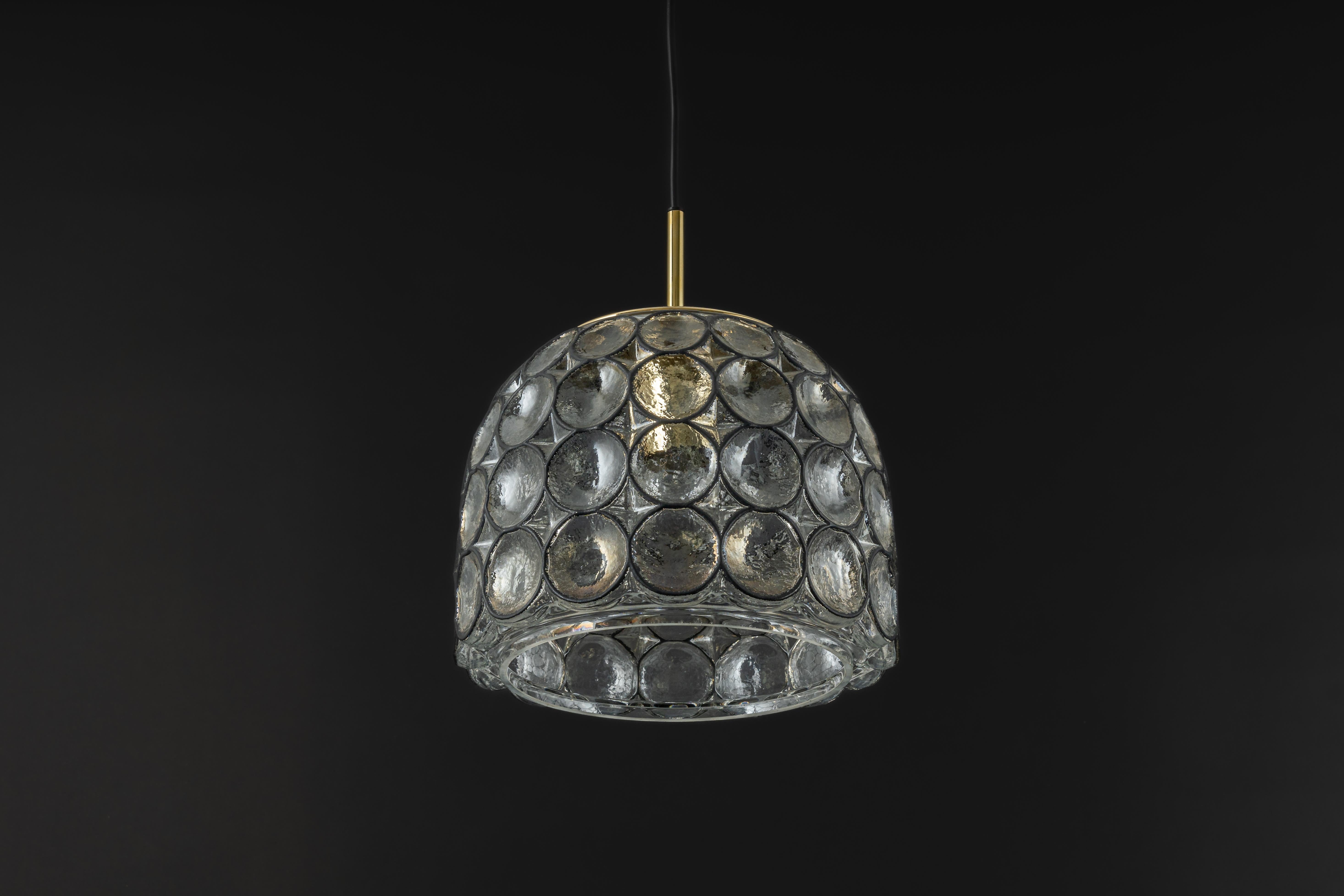 1 of 16 Iron and Clear Glass Pendant Lights by Limburg, Germany, 1960s For Sale 7