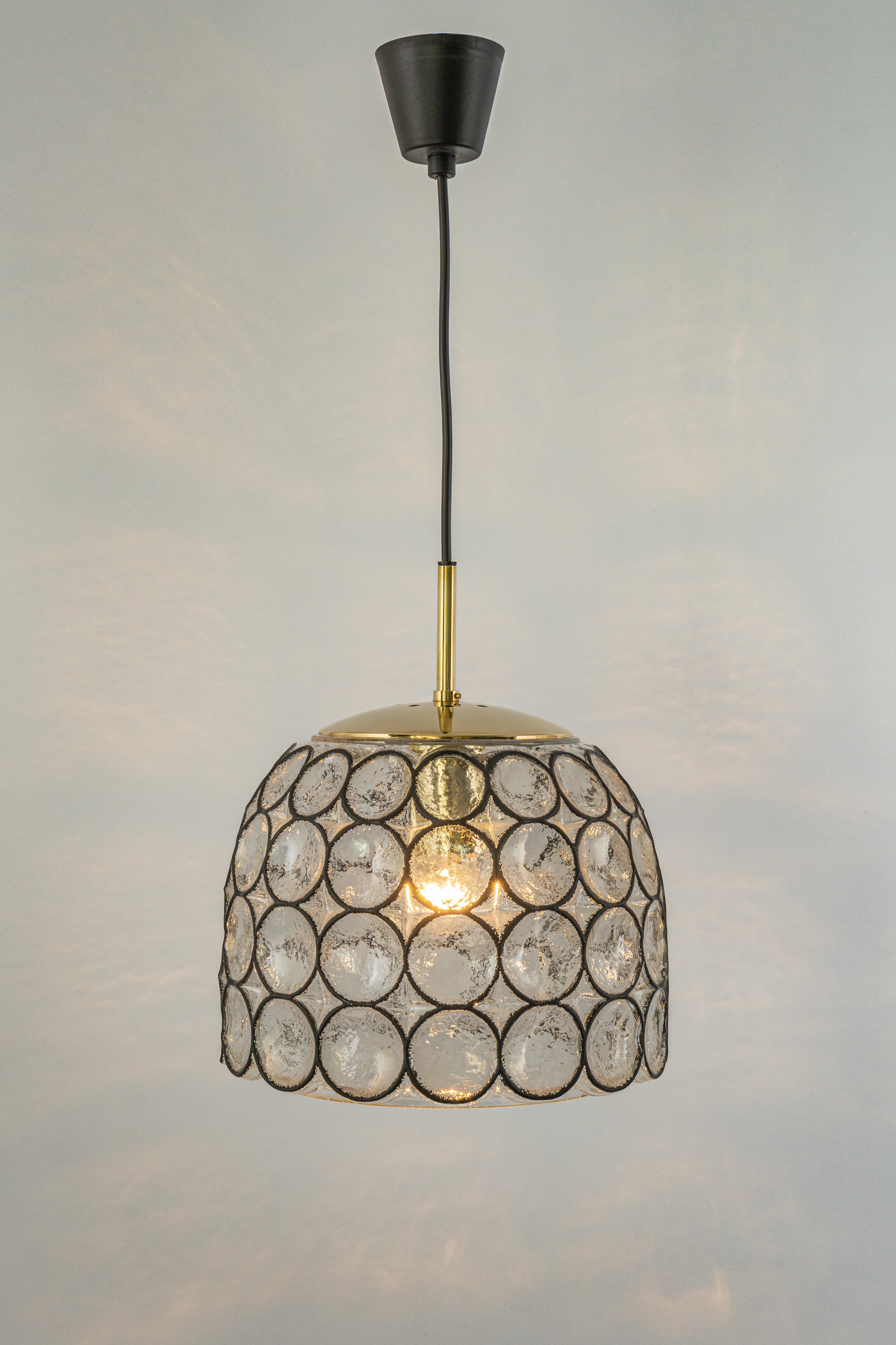 1 of 16 Iron and Clear Glass Pendant Lights by Limburg, Germany, 1960s For Sale 8
