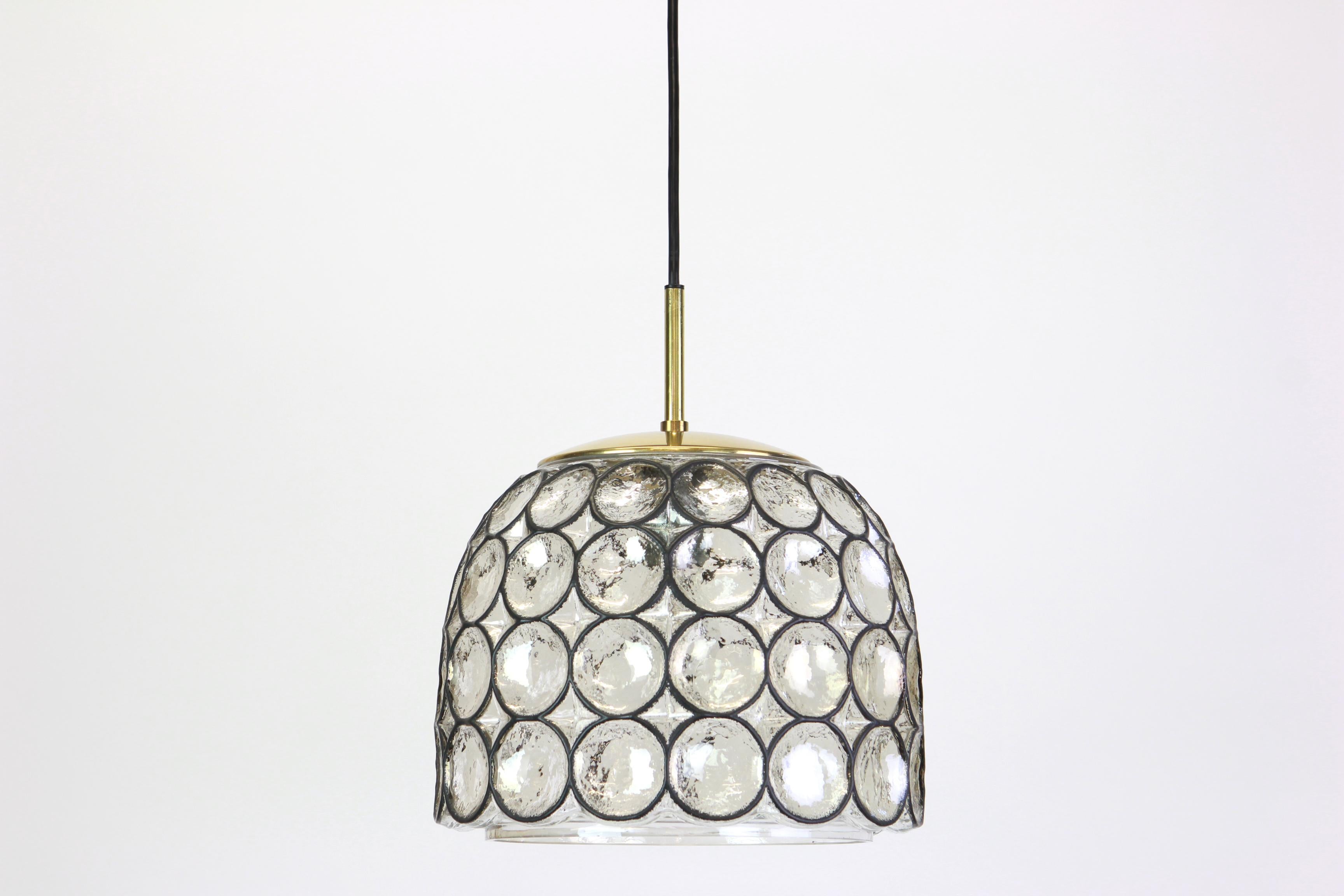 Mid-20th Century 1 of 16 Iron and Clear Glass Pendant Lights by Limburg, Germany, 1960s For Sale