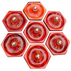 1 of 18 Hexagon Volcano Sconces Wall Lights, Germany, 1970s