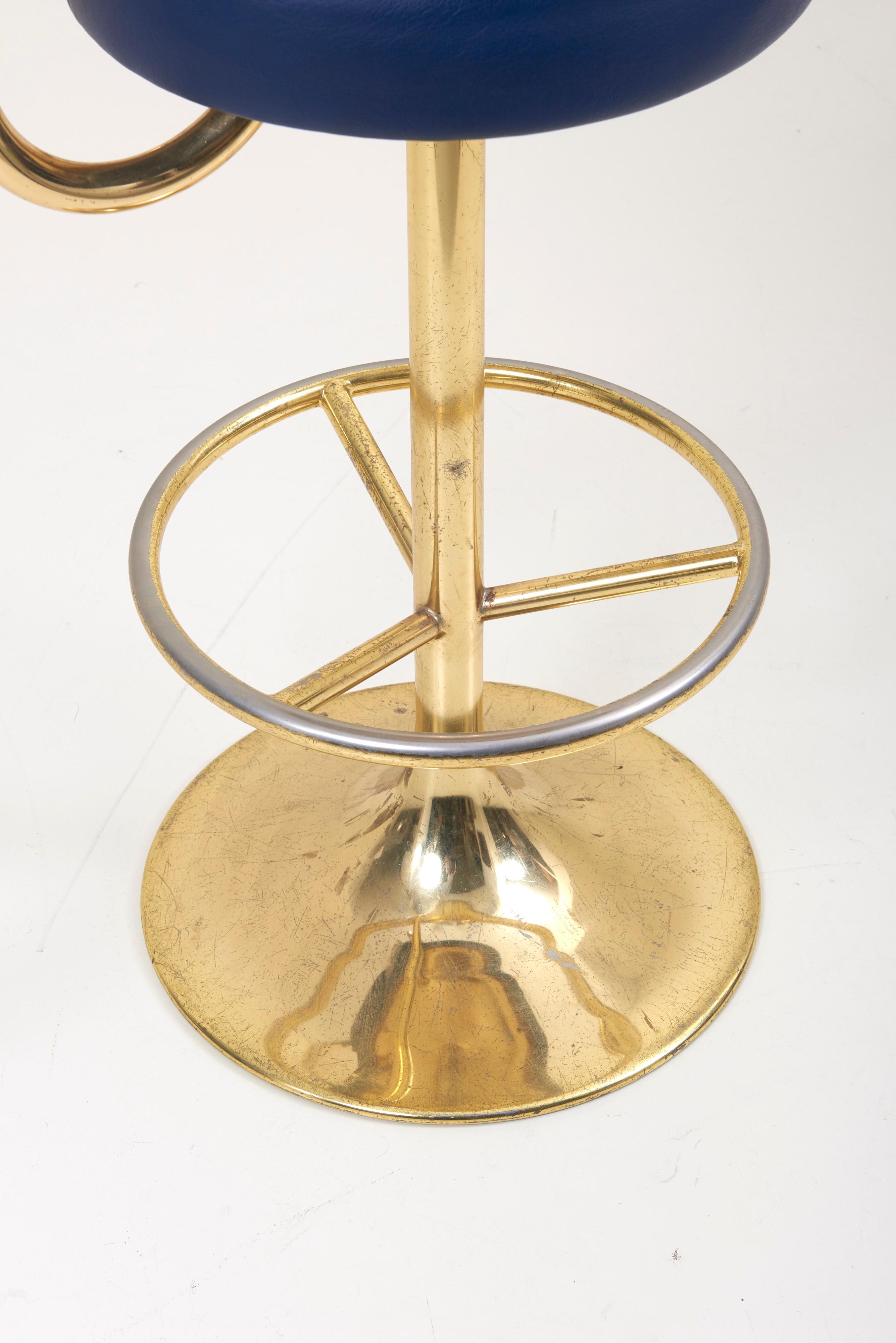 The Last One Brass Börje Johansson Bar Stool by Johansson Design In Fair Condition In Berlin, BE