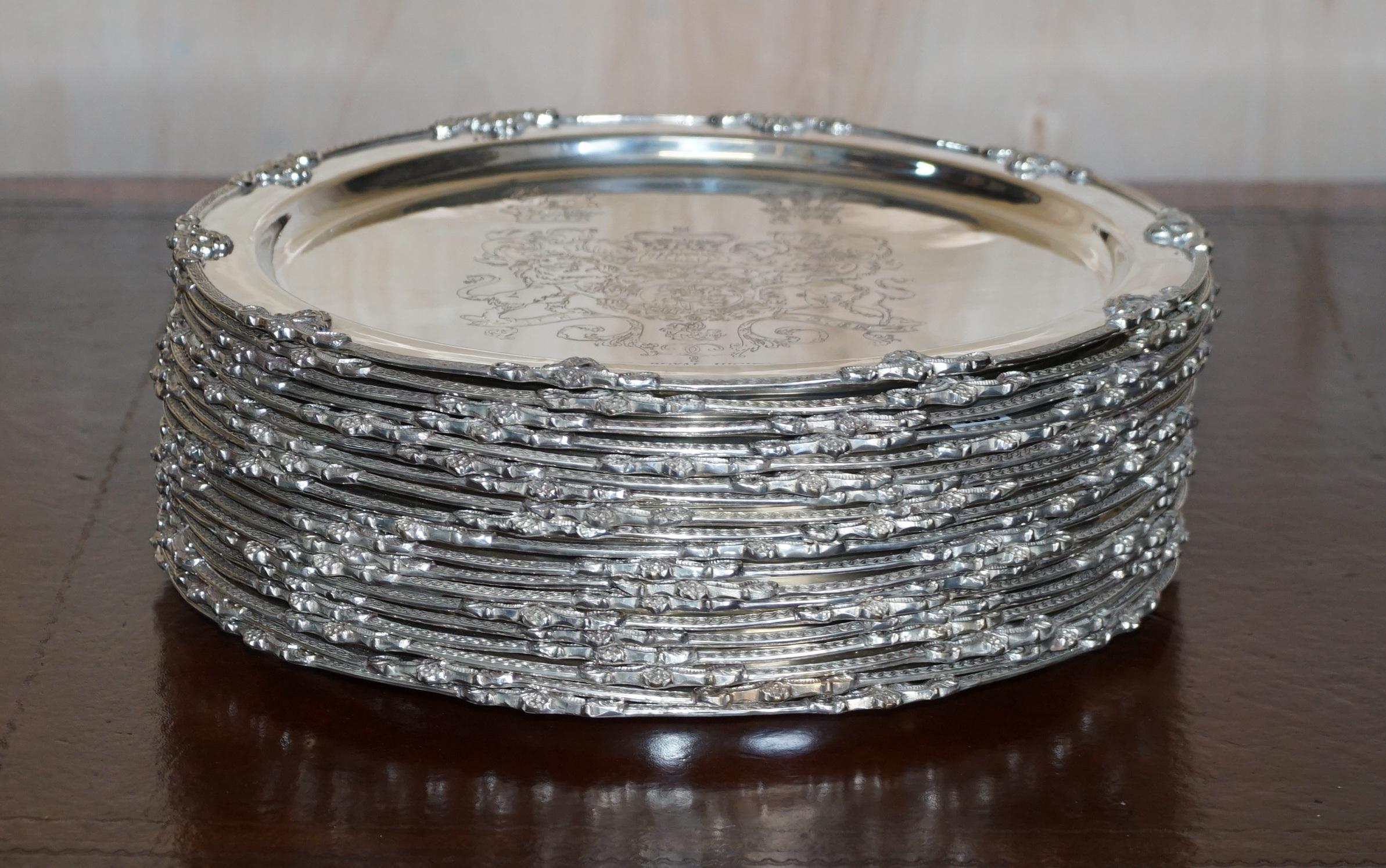 We are delighted to offer 1 of 19 Sterling Silver plated, fully hallmarked for Sheffield 1919 Serving trays with engraved Armorial coat of arms crest for King George IV “His Royal Highness George Auguseue Frederick”

This sale is for one tray with