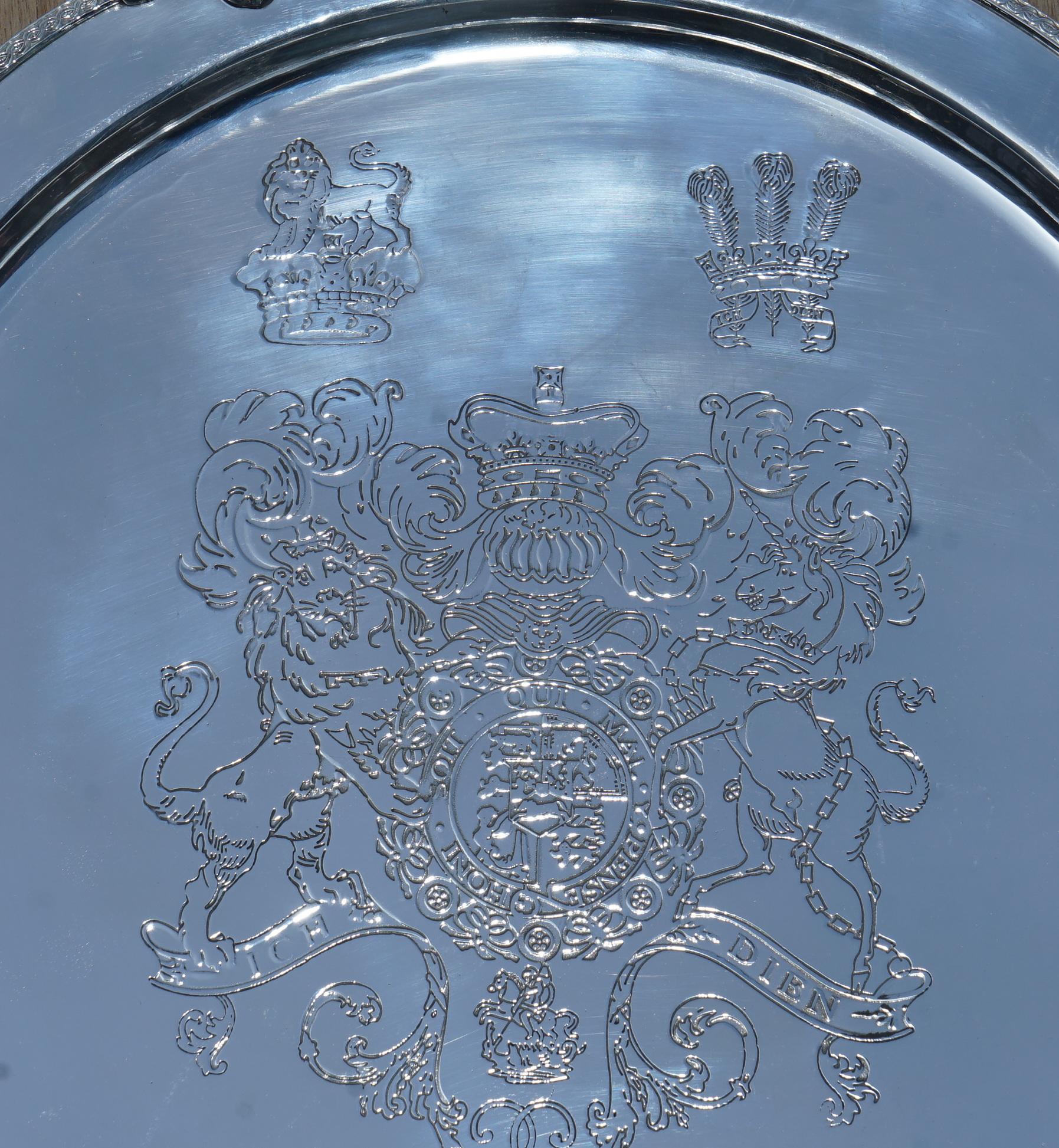English 1 of 19 King George Auguseue Frederick Arms Sterling Silver Plated 1919 Trays For Sale
