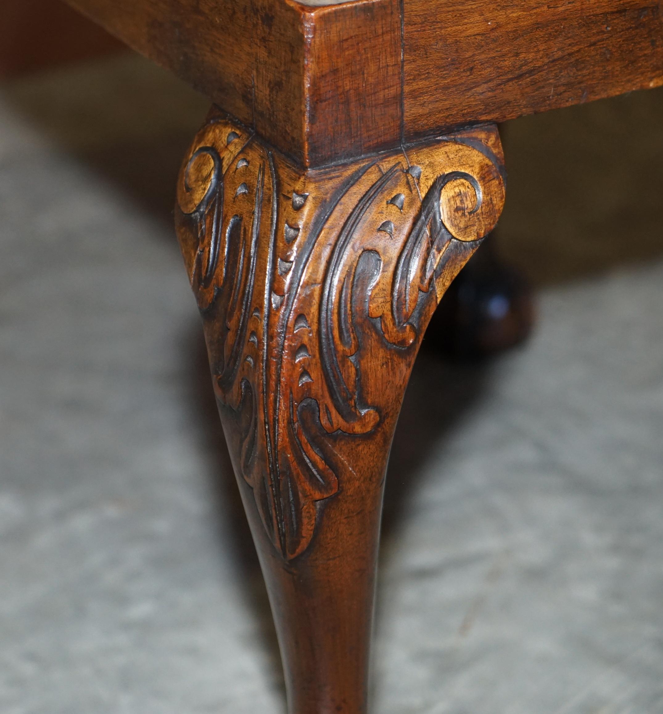 1 of 2 18th Century circa 1780 Georgian Claw & Ball Carved Walnut Stools For Sale 5