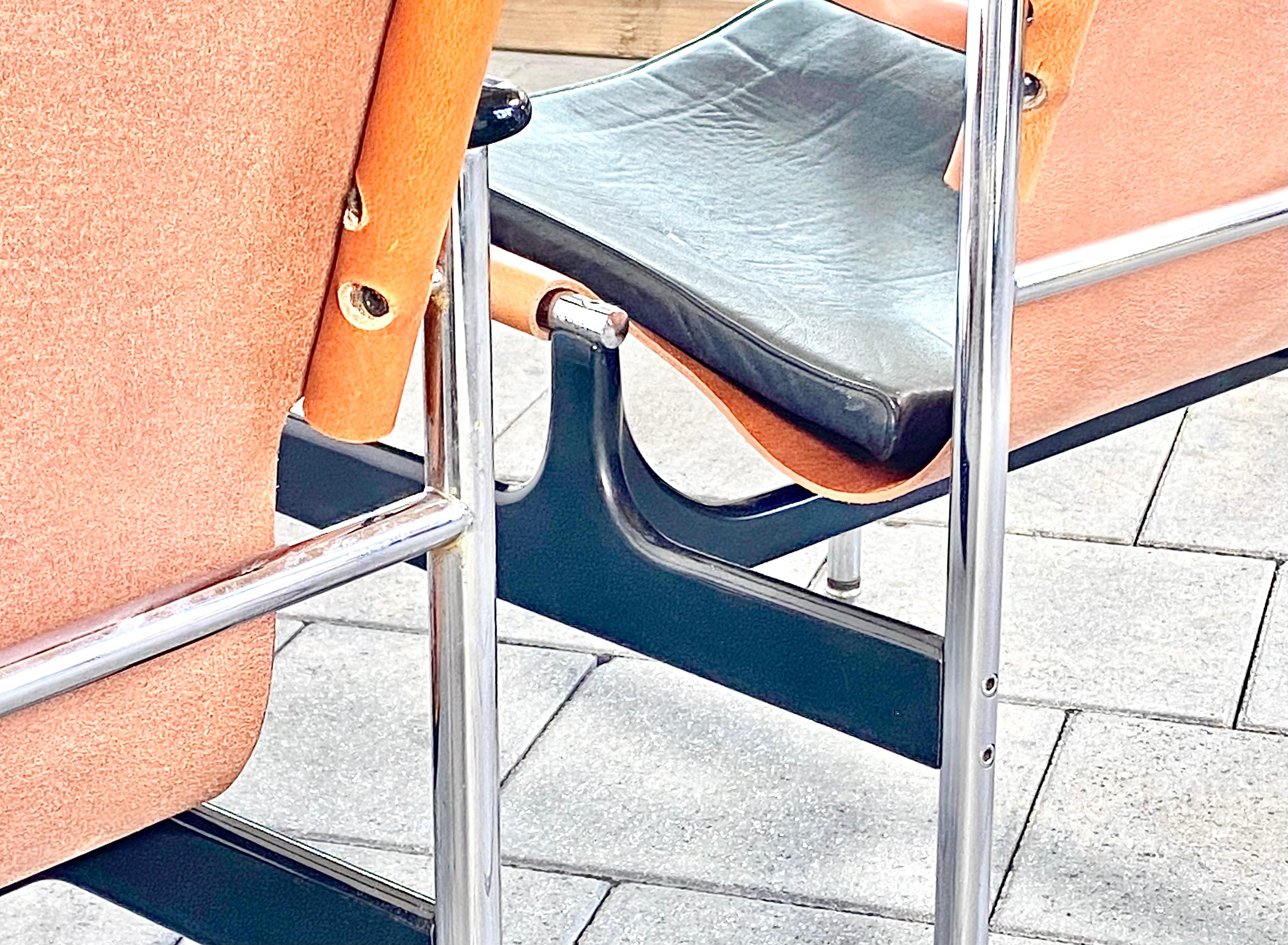 1 (von 2) 657 Leder-Sling-Stühle entworfen von Charles Pollock für Knoll  (20. Jahrhundert) im Angebot