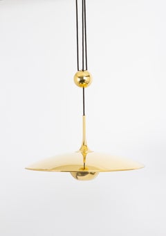 1 of 2 Adjustable Counterweight Brass Pendant Lamp Onos by Florian Schulz, 1970s