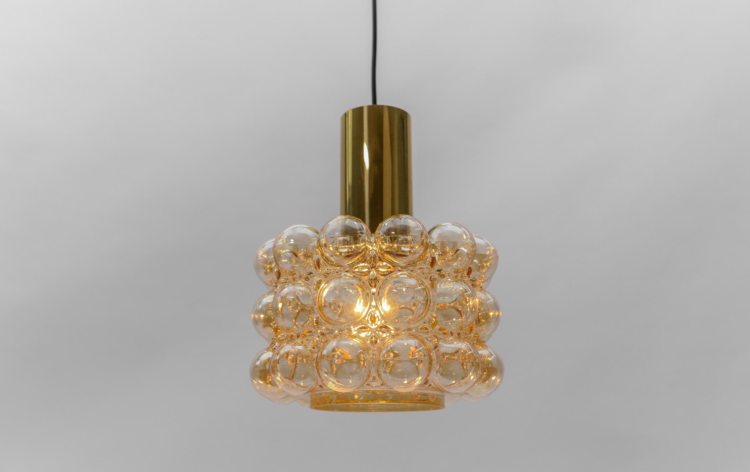 1 of 2 Amber Bubble Glass Ceiling Lamp by Helena Tynell for Limburg, Germany 196 In Good Condition For Sale In Nürnberg, Bayern