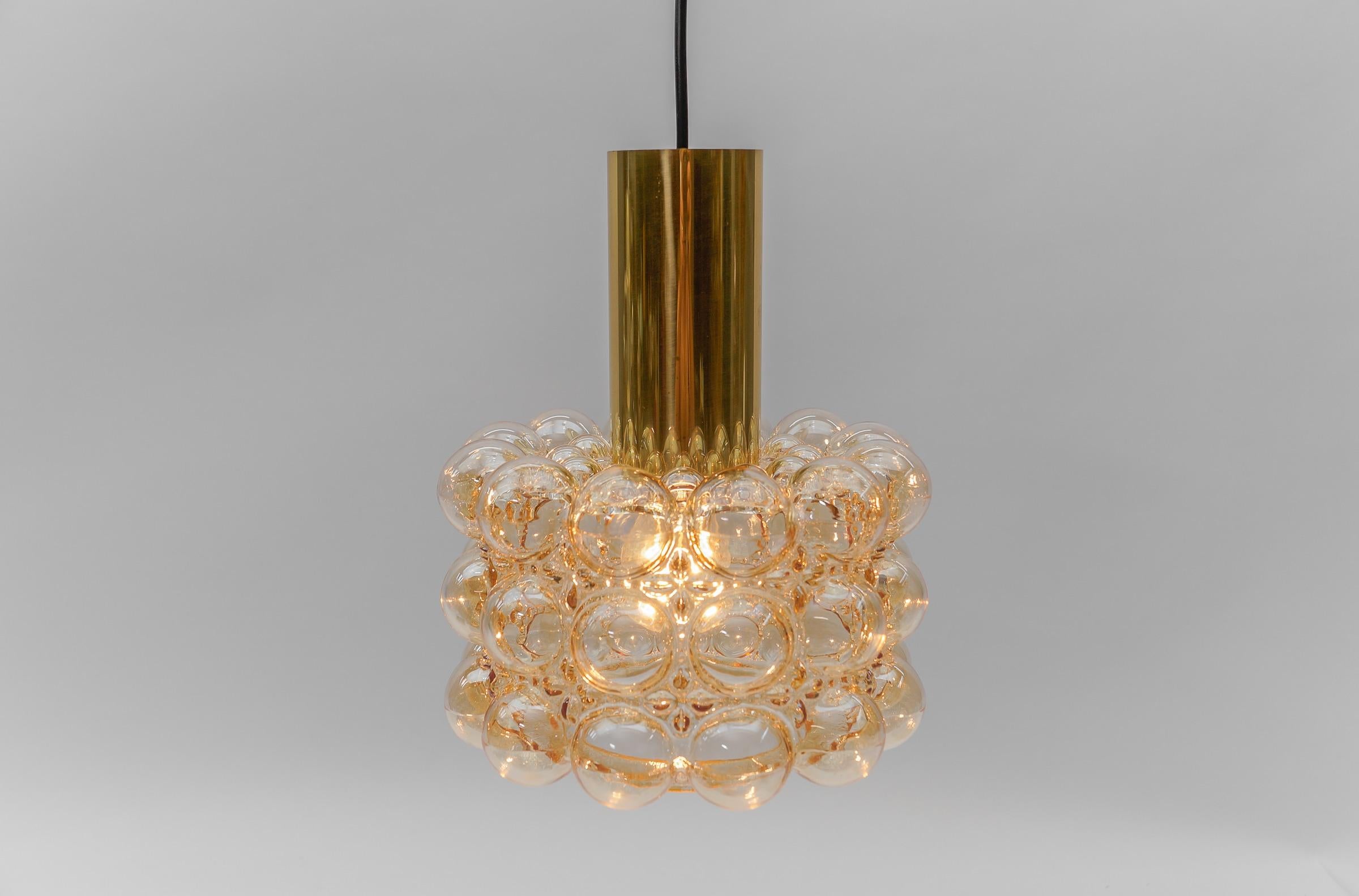 Mid-20th Century 1 of 2 Amber Bubble Glass Ceiling Lamp by Helena Tynell for Limburg, Germany 196 For Sale
