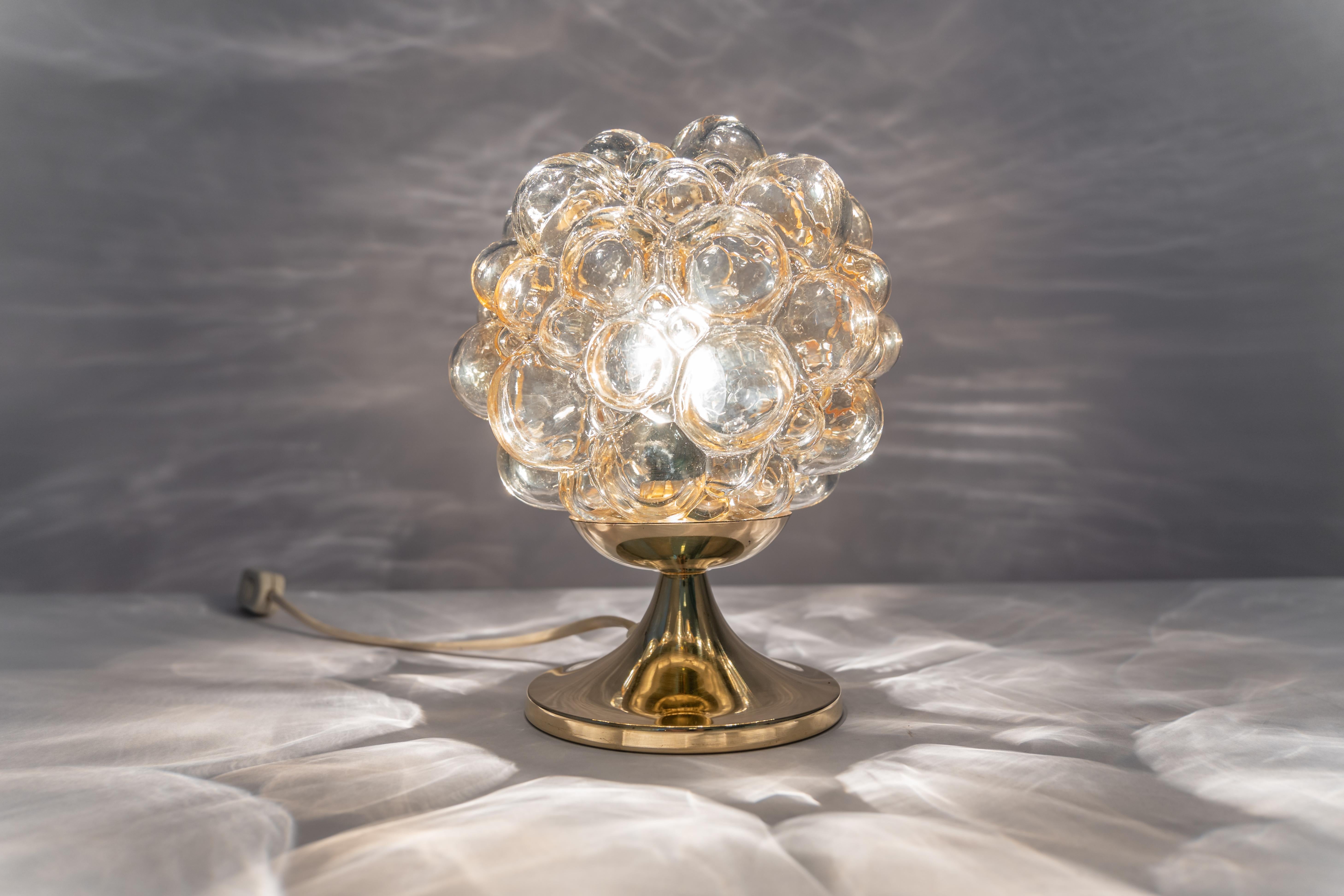 Mid-20th Century 1 of 2 Amber Bubble Glass Table lamps, Germany For Sale