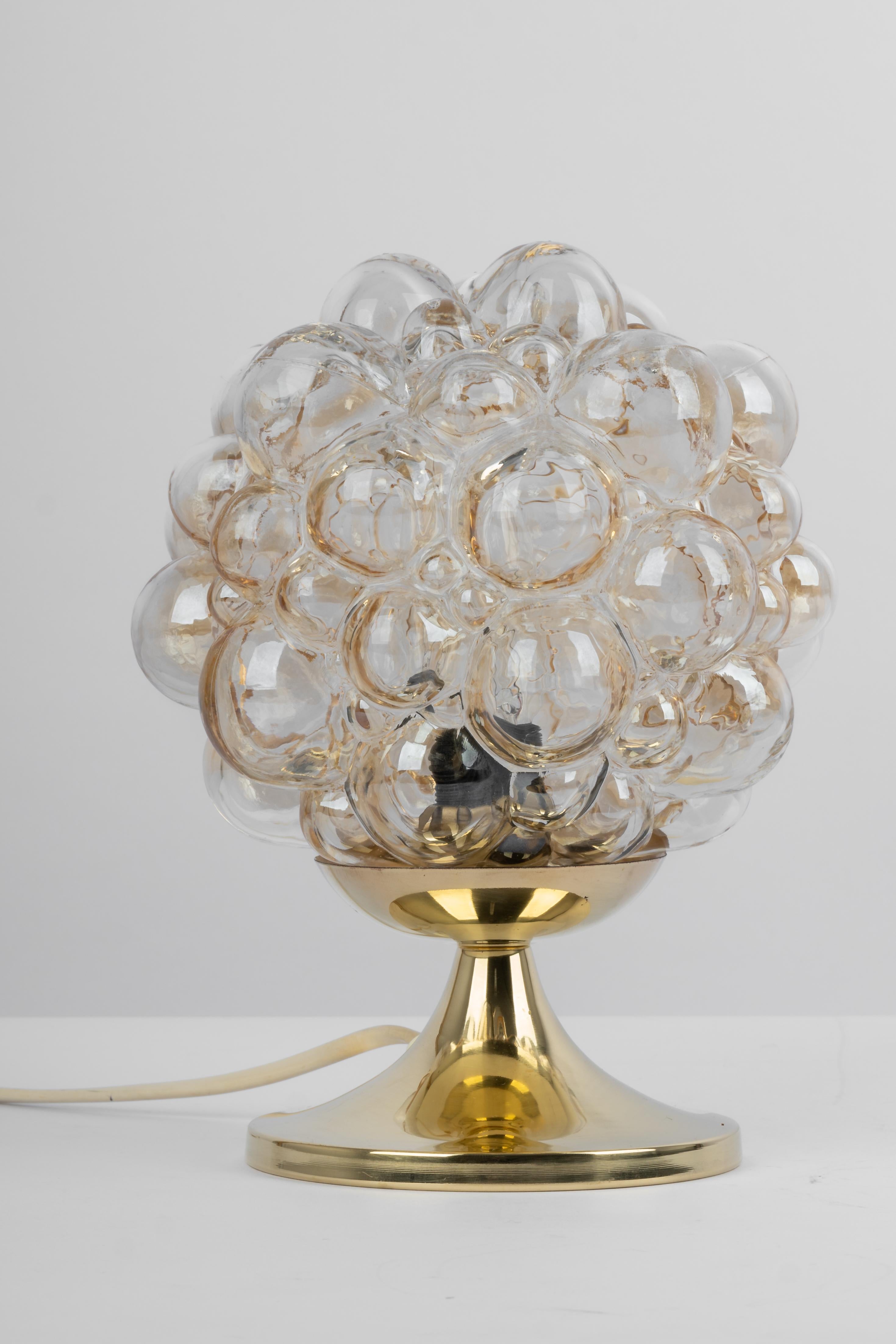 1 of 2 Amber Bubble Glass Table lamps, Germany For Sale 1