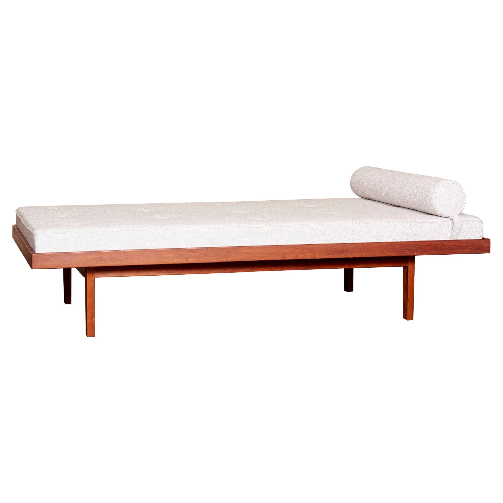 1 of 2 American Studio Walnut Frame Daybeds in Mark Alexander Fabric, US 1960s