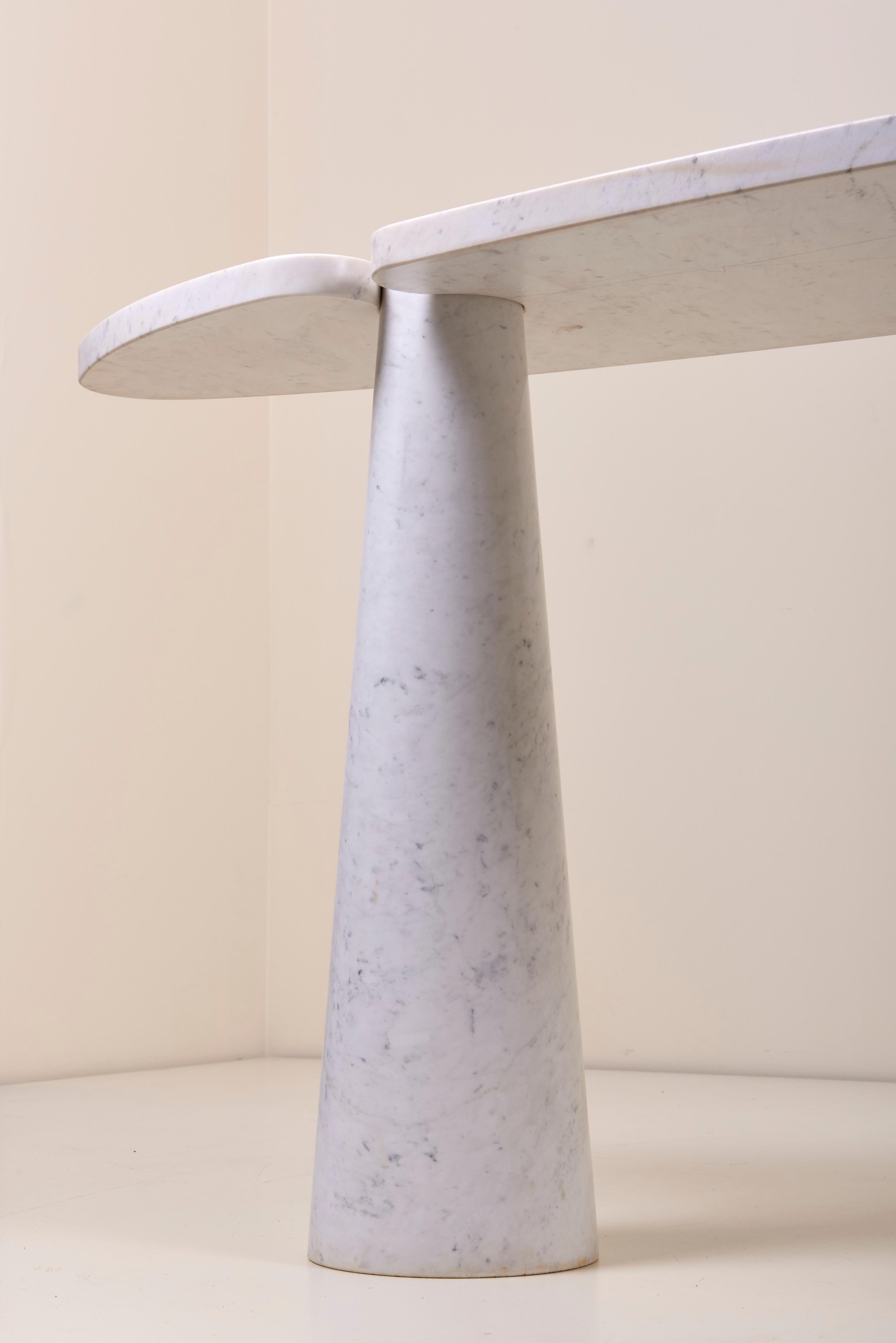 Angelo Mangiarotti Eros Console Table in White Carrara Marble 7